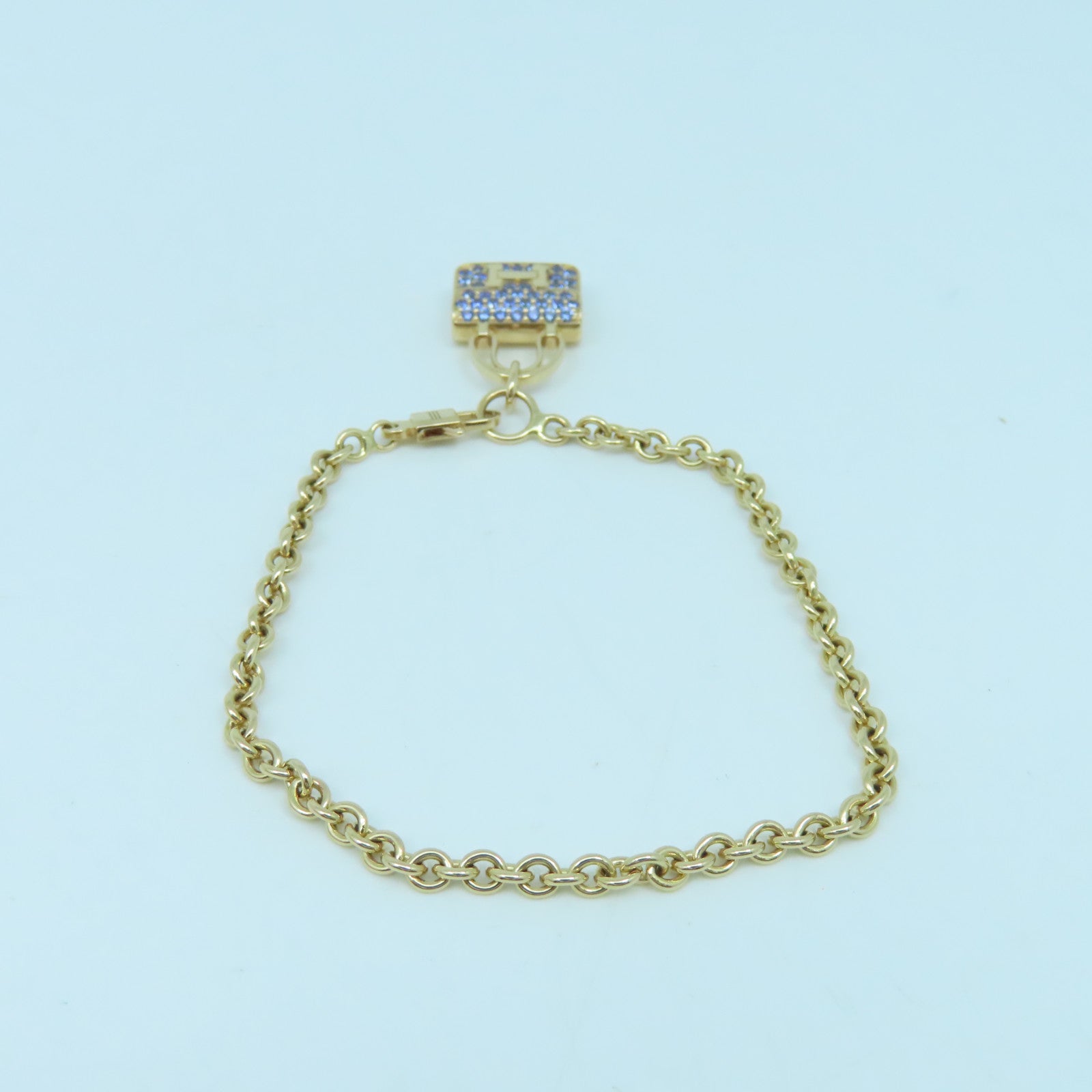 HERMES 18K Rose Gold Amulettes Constance Bracelet Blue/Rose Gold