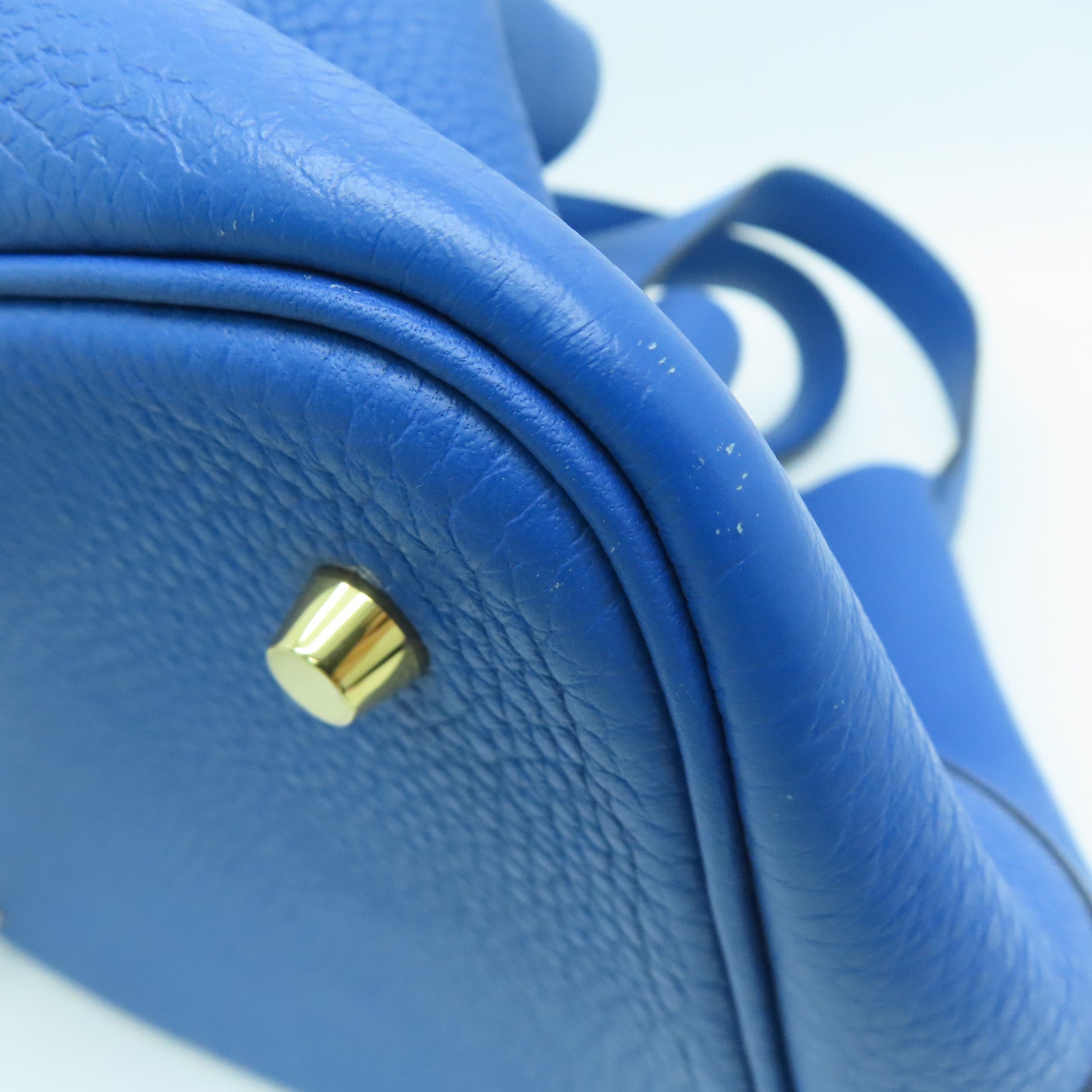 HERMES 【激減優惠】Clemence皮革Picotin MM金扣手挽袋Blue France/藍色