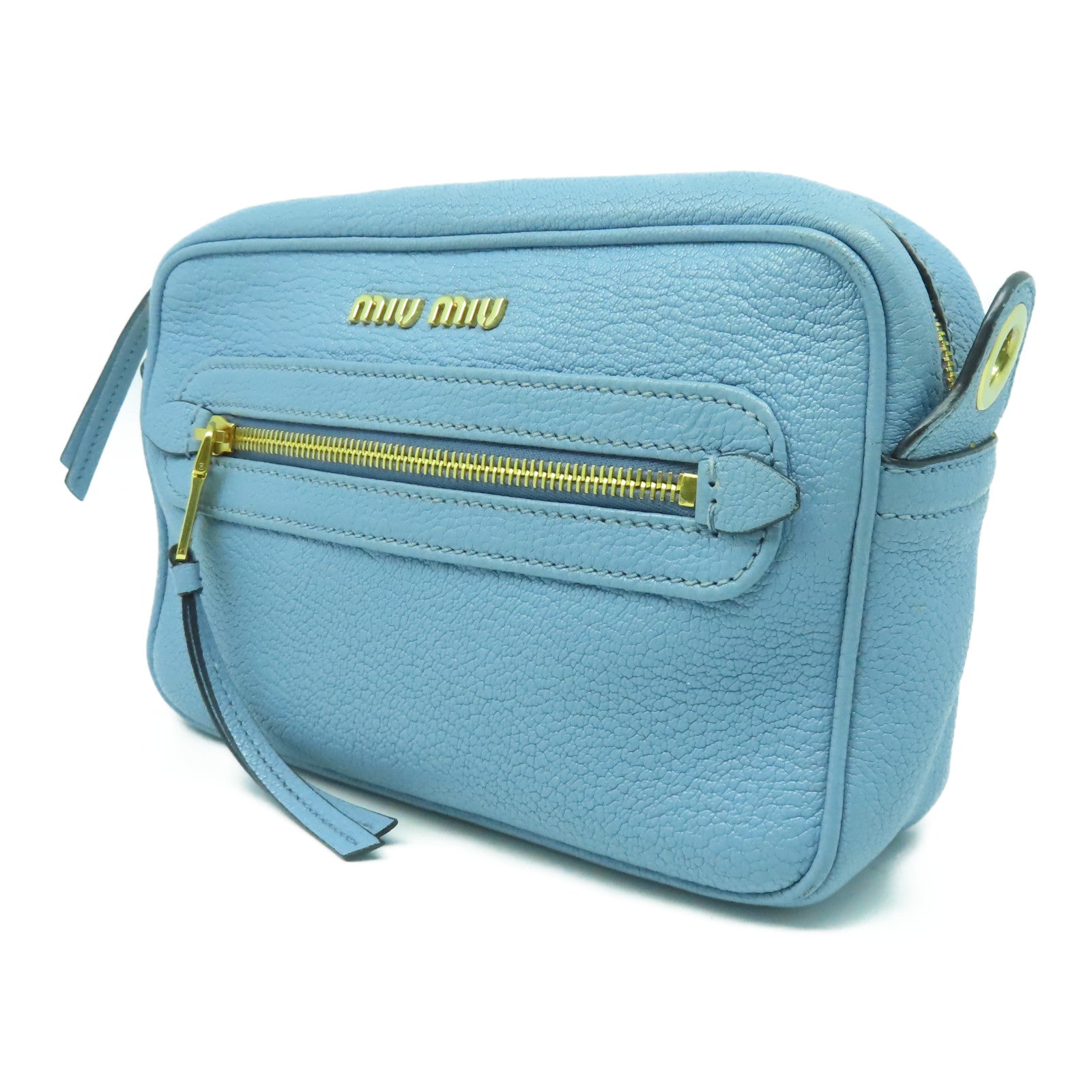 Miu Miu 牛皮皮革Shoulder Bag金扣肩背袋藍色