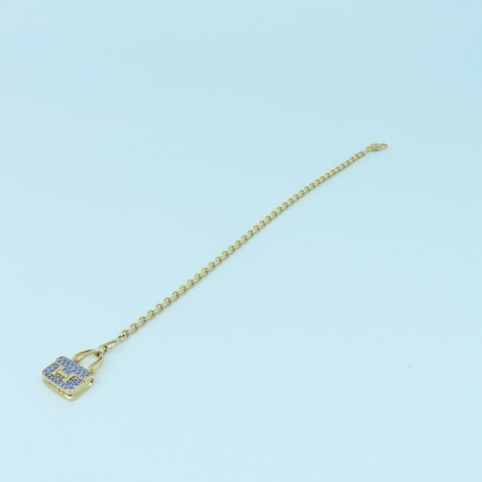 HERMES 18K Rose Gold Amulettes Constance Bracelet Blue/Rose Gold