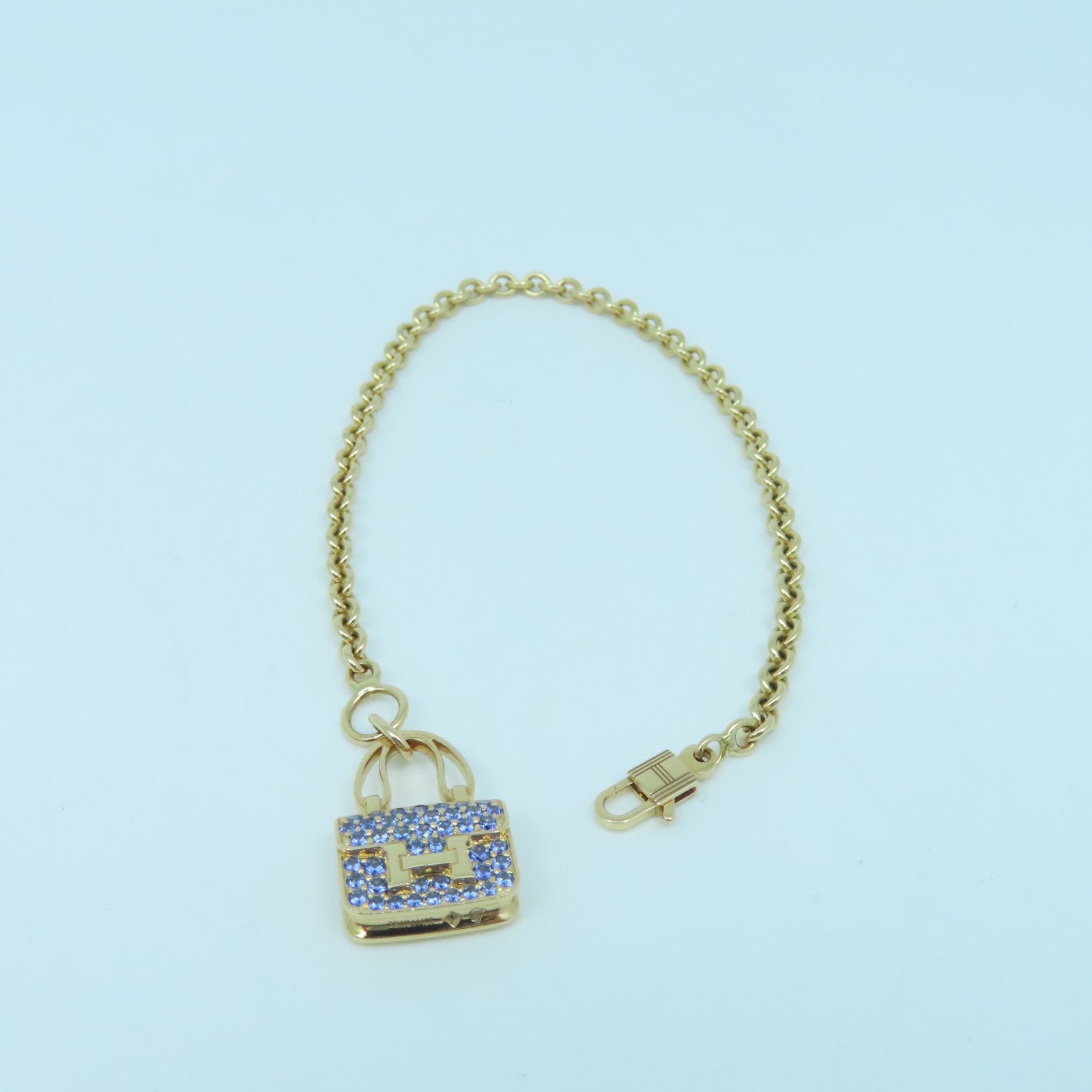 HERMES 18K Rose Gold Amulettes Constance Bracelet Blue/Rose Gold