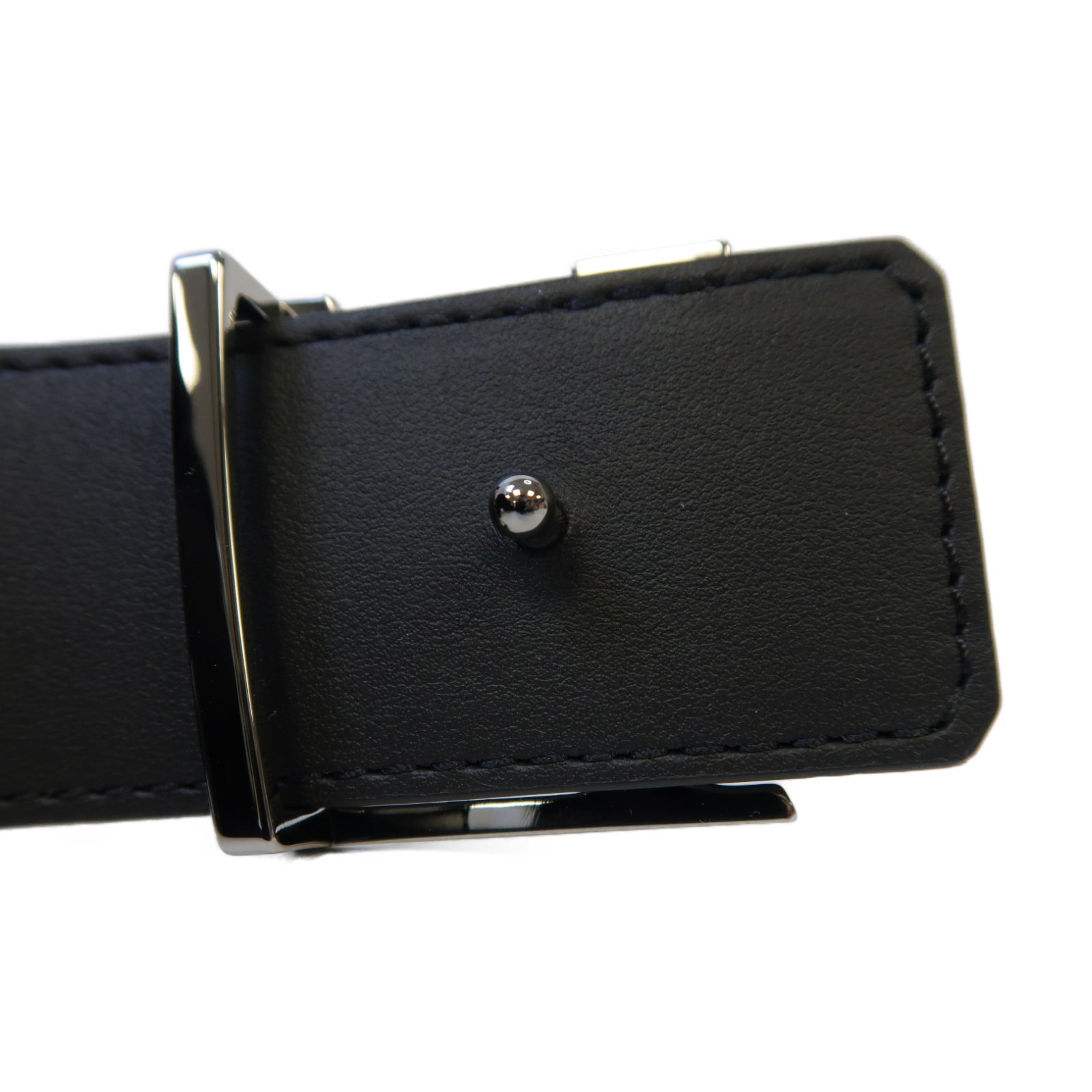 LOUIS VUITTON Monogram Eclipse Belt銀扣皮帶黑色