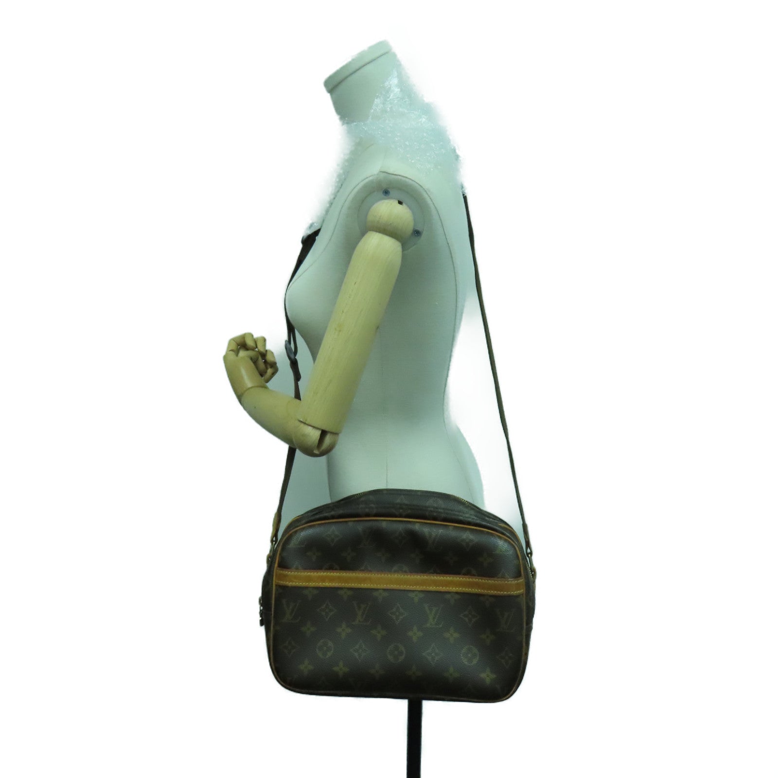 LOUIS VUITTON Monogram Reporter金扣肩背袋啡色