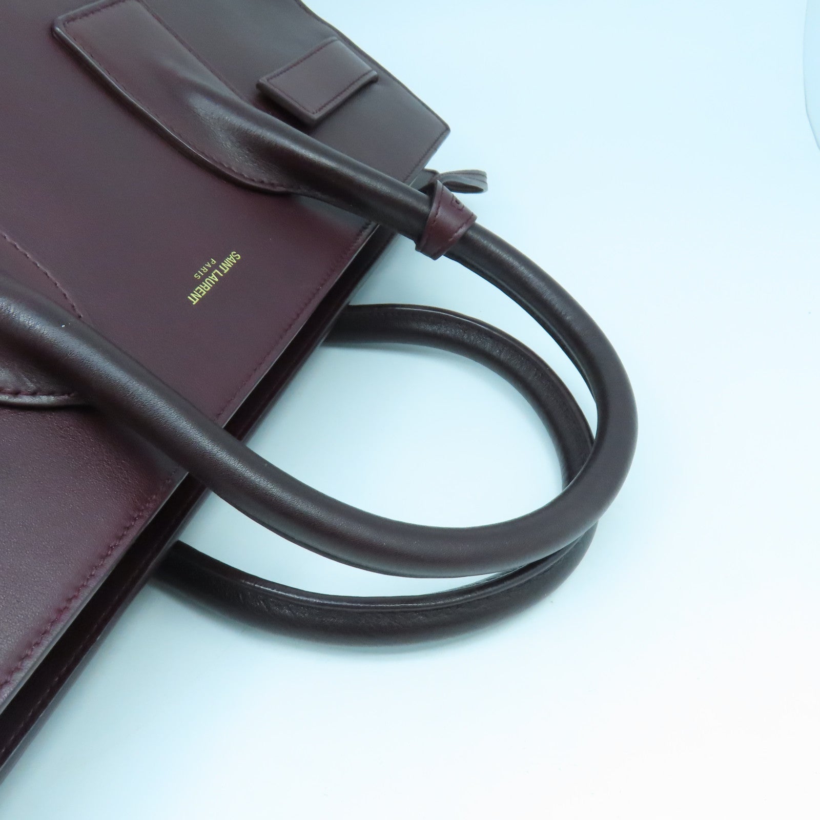 SAINT LAURENT 牛皮皮革Sac de Jour Shoulder Bag金扣手挽肩背兩用袋啡色