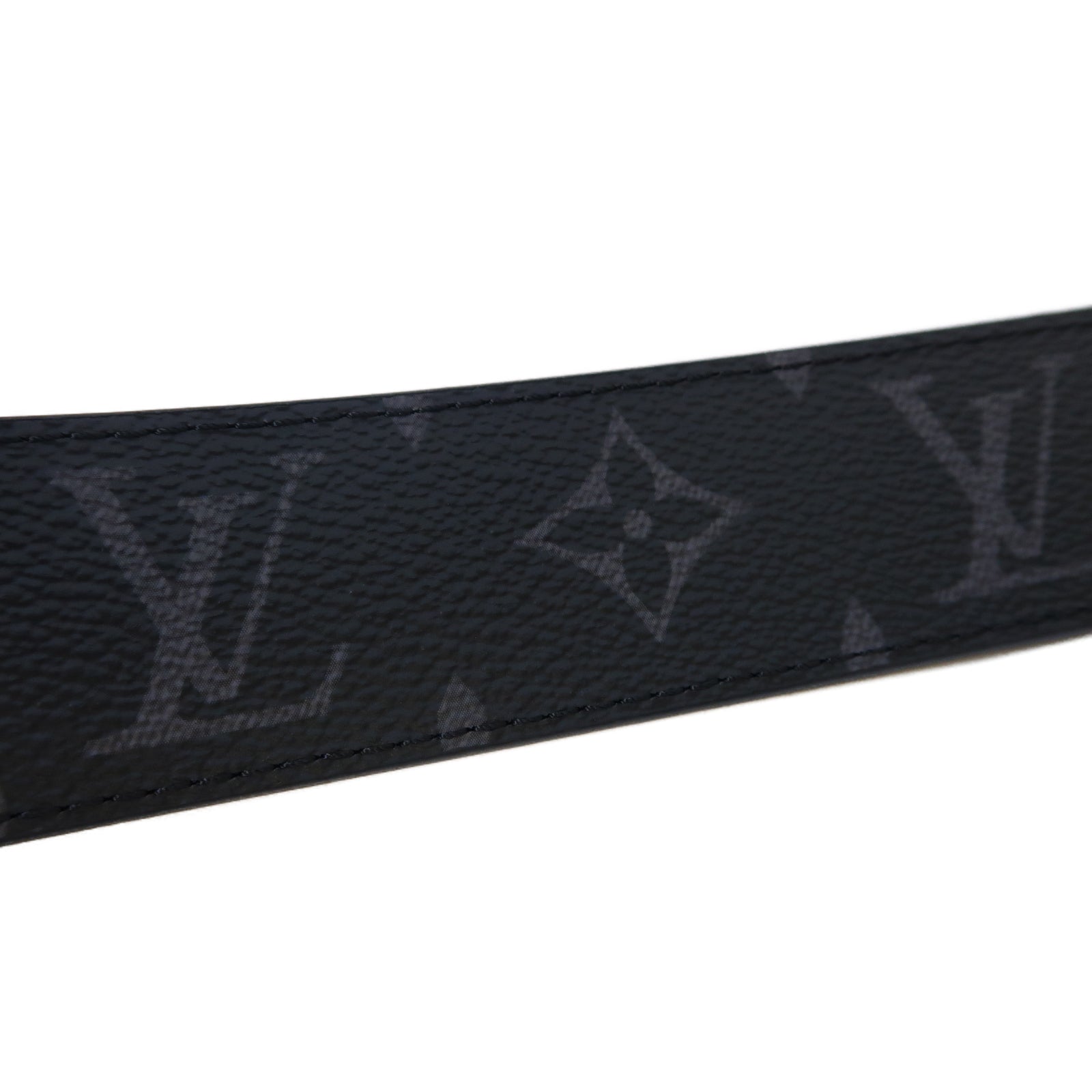 LOUIS VUITTON Monogram Eclipse Belt銀扣皮帶黑色