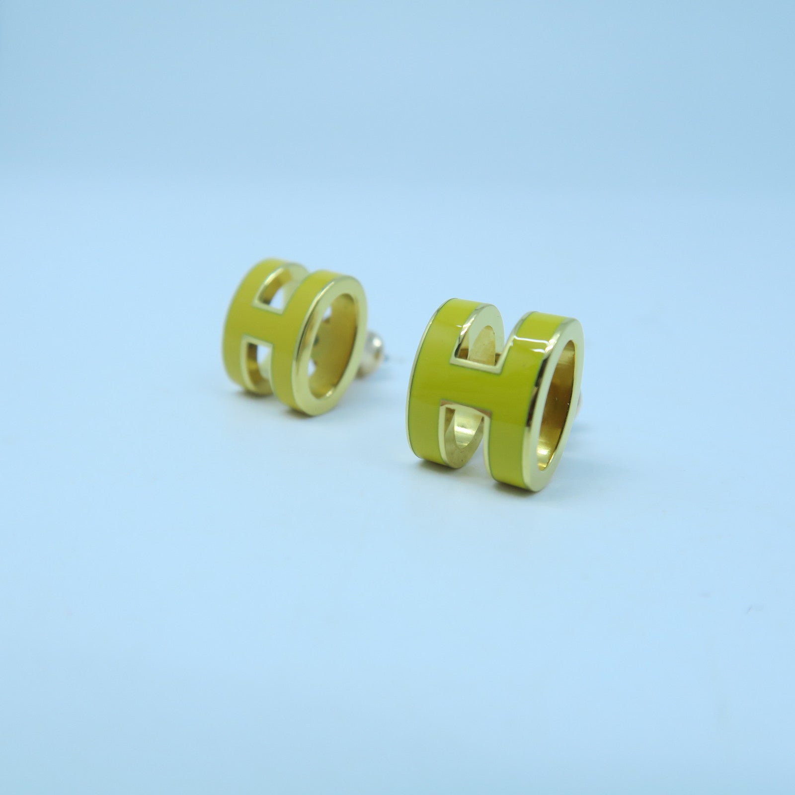 HERMES 金属Pop H Earrings耳环黄色/金色
