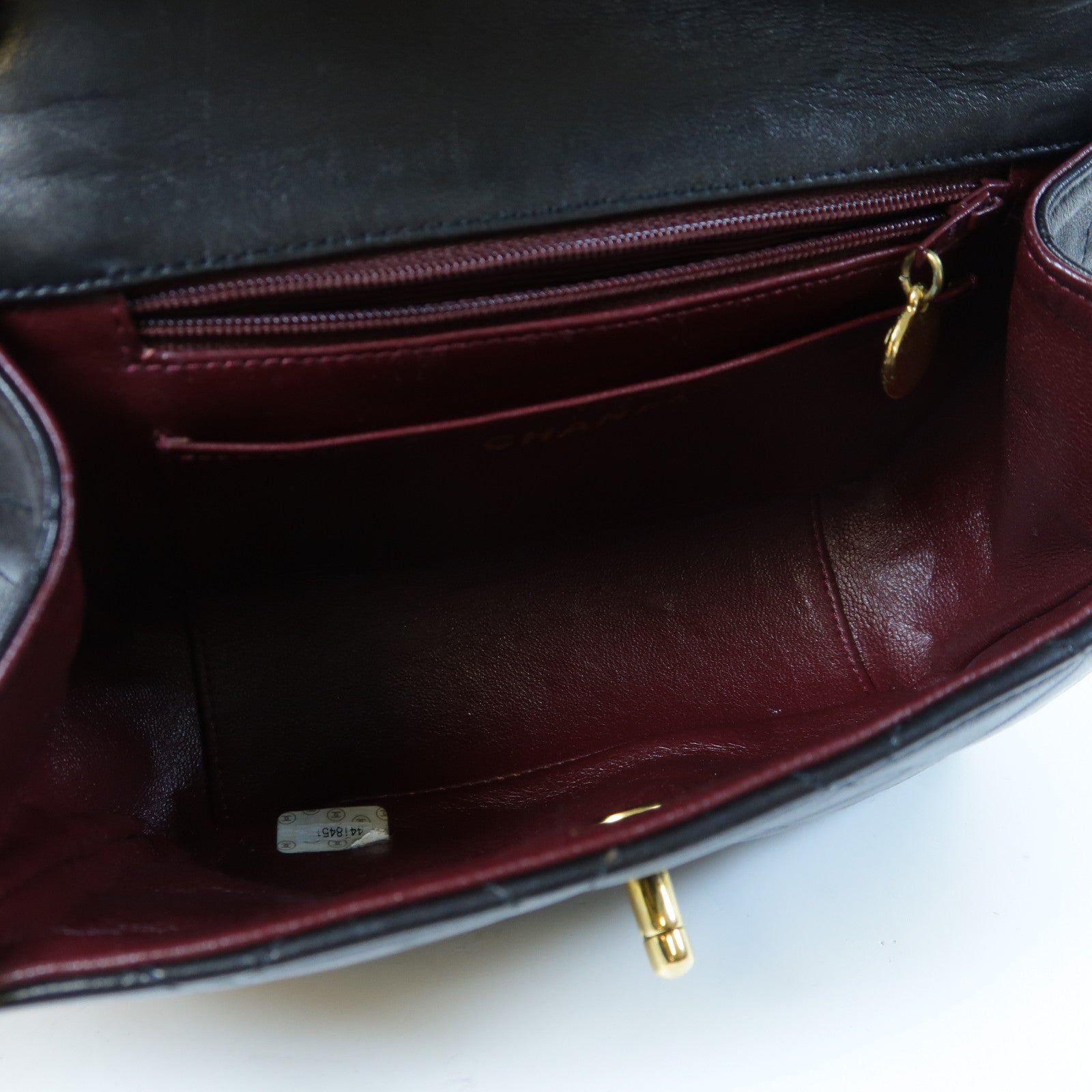 CHANEL 菱格牛皮皮革Chain Shoulder Bag金扣手挽袋黑色