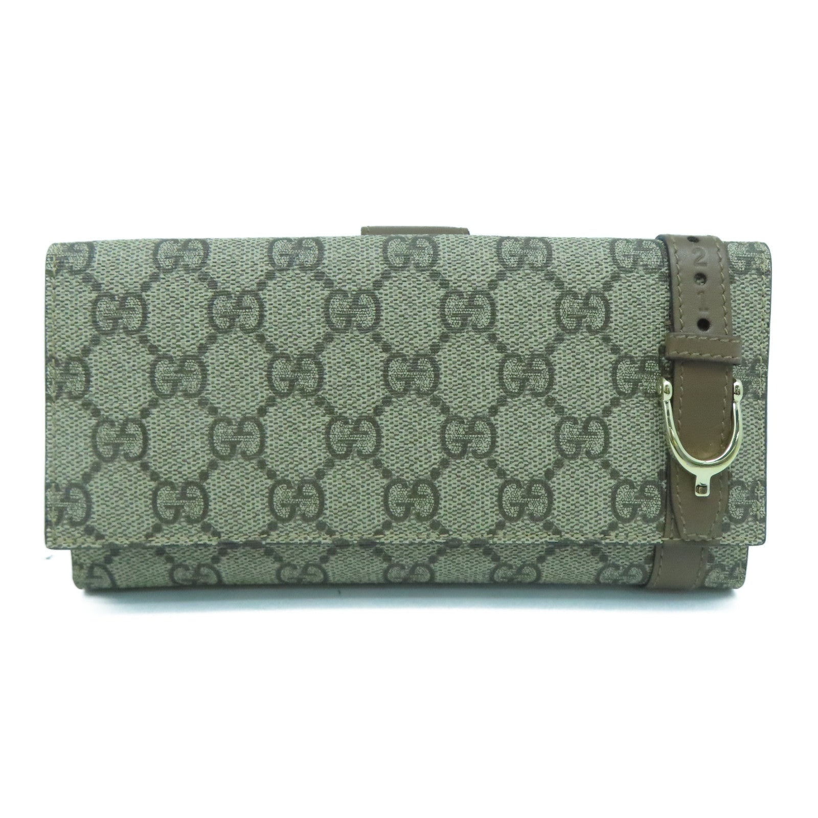 GUCCI 帆布Long Wallet金扣長錢包啡色