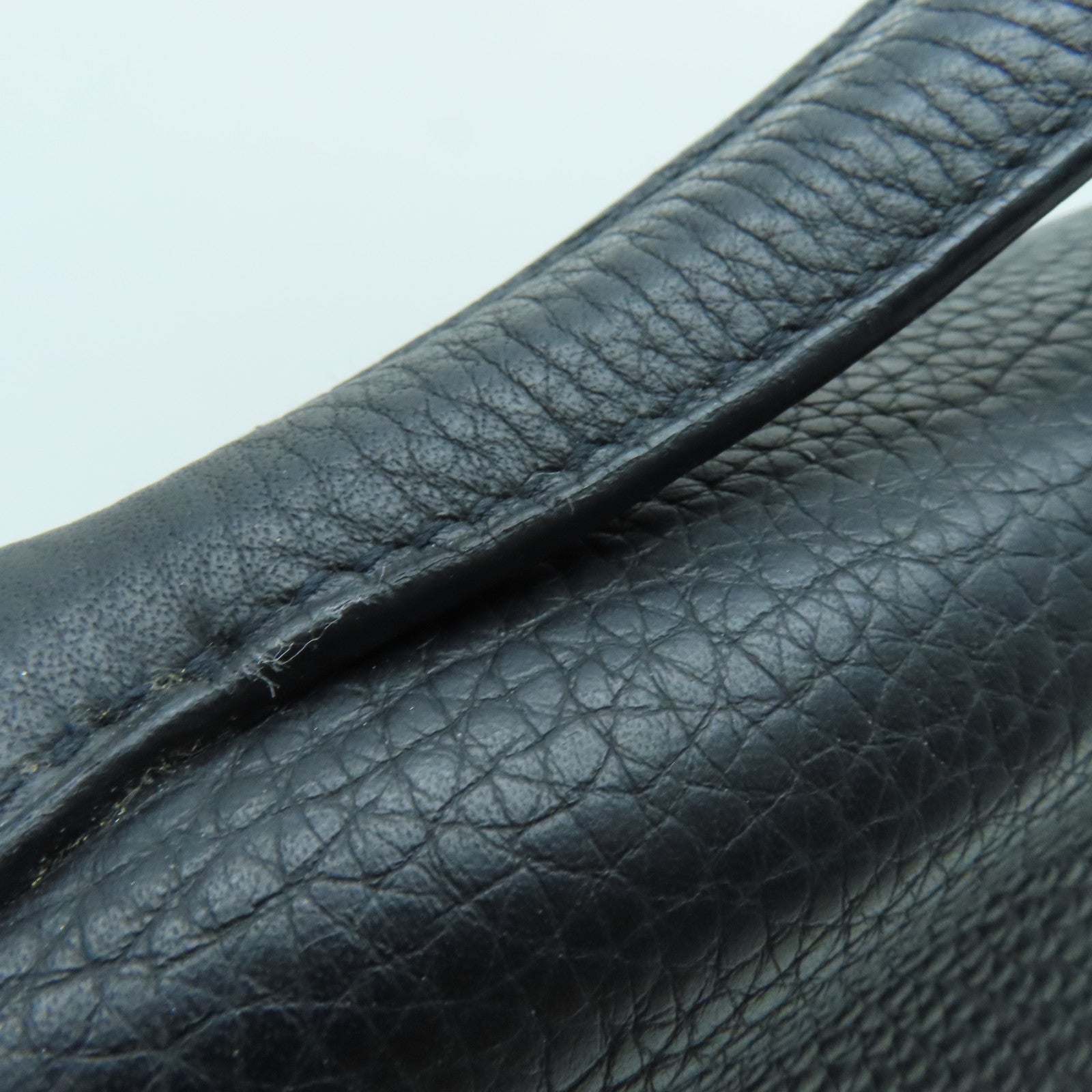 HERMES Clemence Leather Victoria Shoulder Silver Buckle Handle Shoulder Bag Black