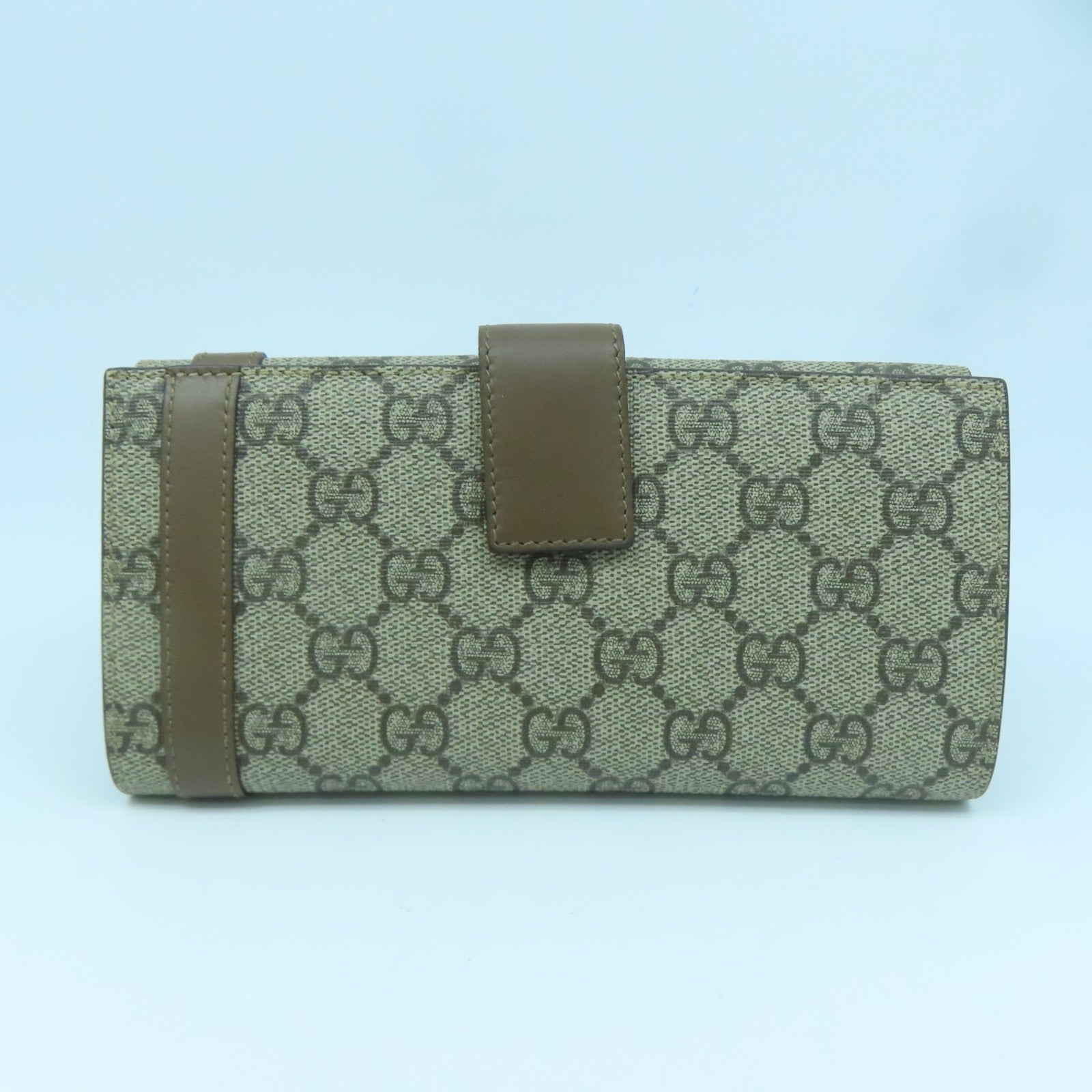 GUCCI 帆布Long Wallet金扣長錢包啡色