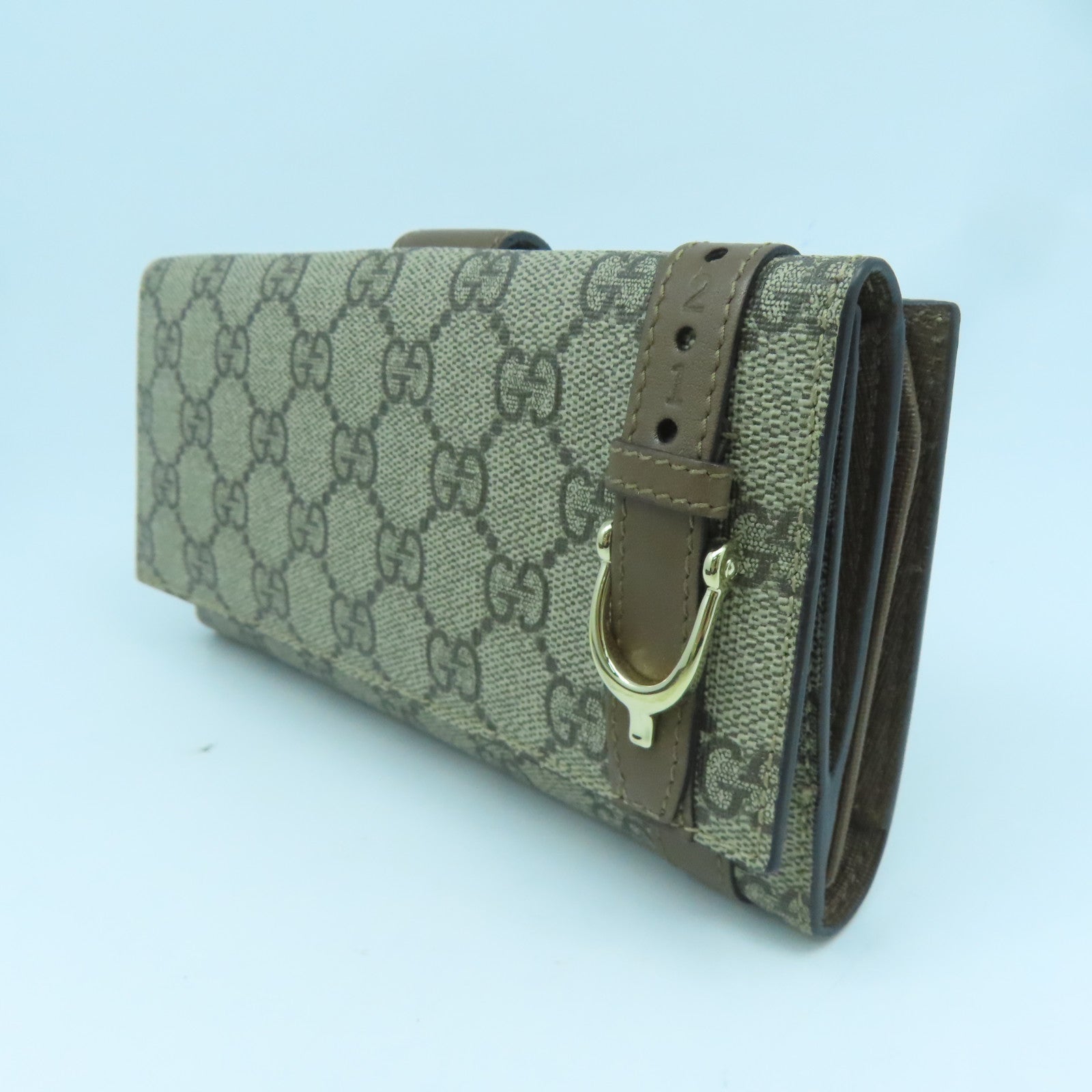 GUCCI 帆布Long Wallet金扣長錢包啡色