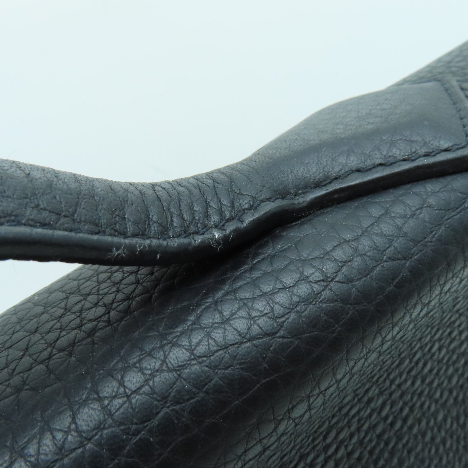 HERMES Clemence Leather Victoria Shoulder Silver Buckle Handle Shoulder Bag Black