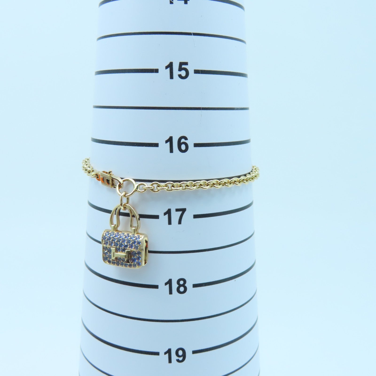 HERMES 18K Rose Gold Amulettes Constance Bracelet Blue/Rose Gold