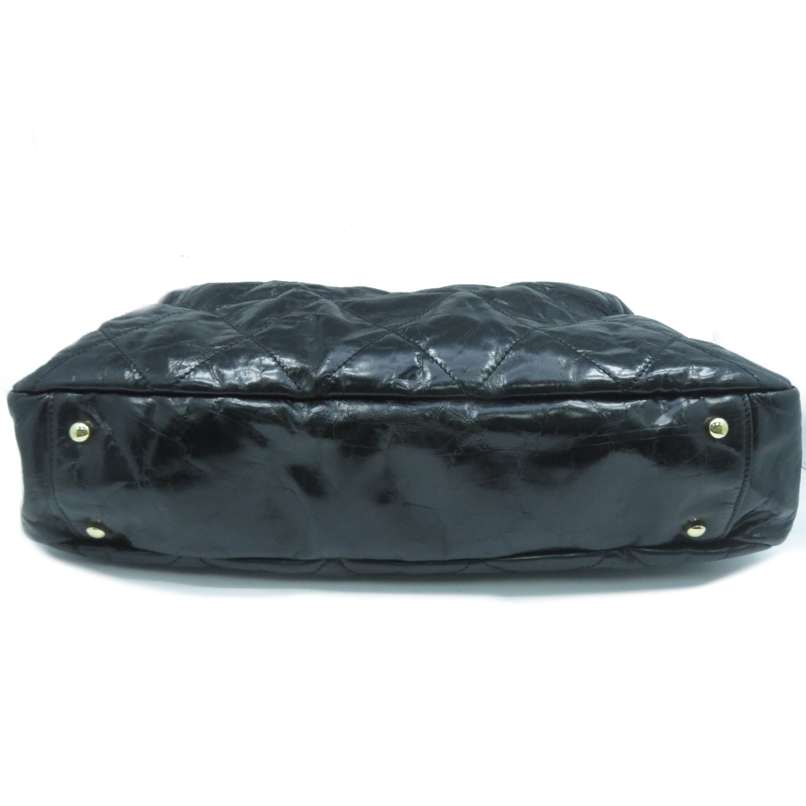 CHANEL 菱格牛皮皮革Chain Shoulder Bag金扣手挽肩背兩用袋黑色