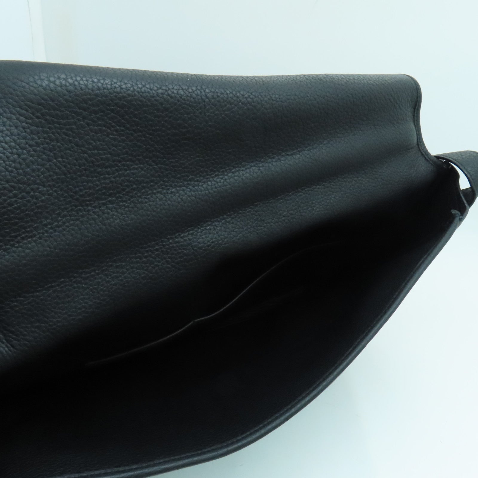 HERMES Clemence Leather Victoria Shoulder Silver Buckle Handle Shoulder Bag Black