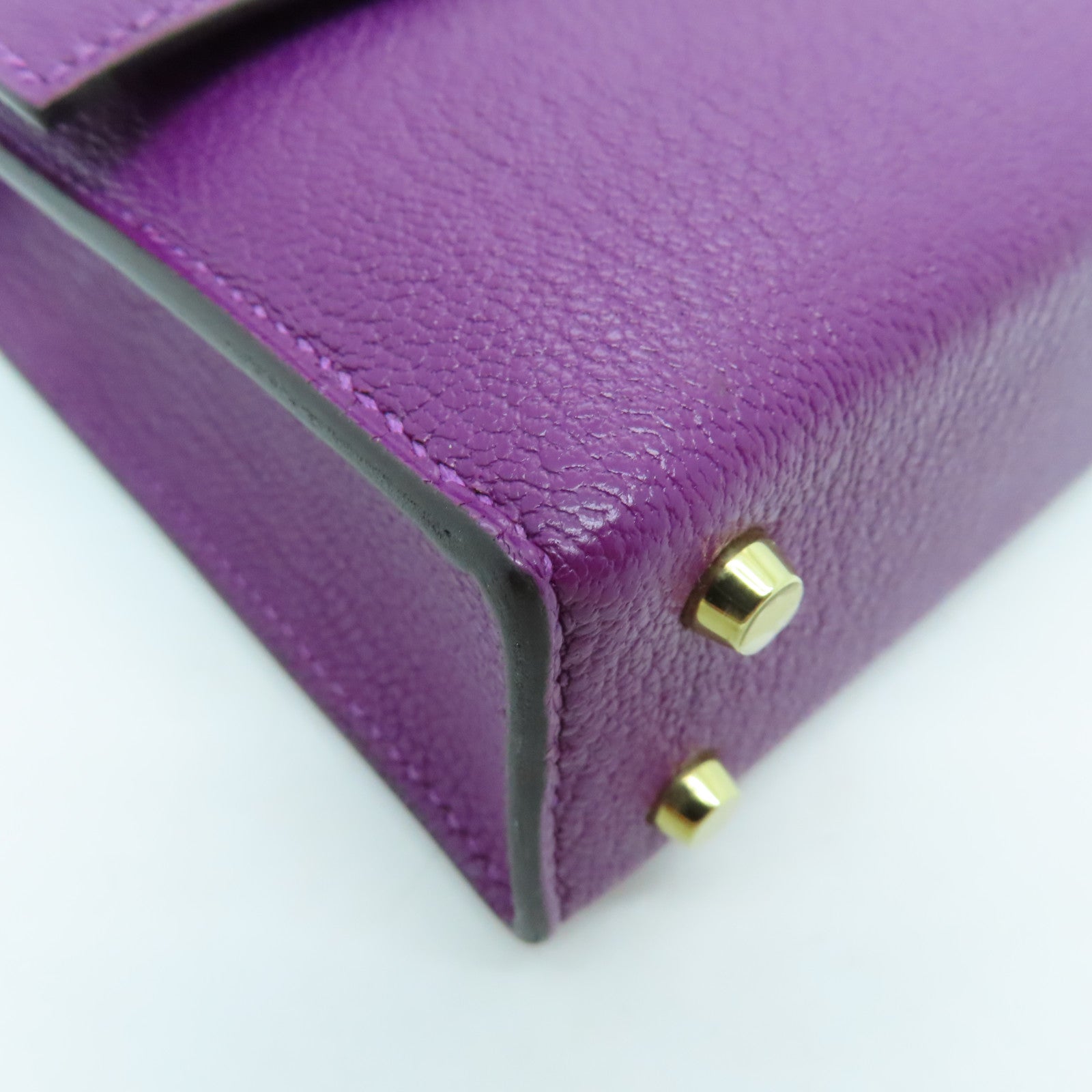 HERMES 【激減優惠】Chevre皮革Mini Verrou金扣鏈帶肩背袋紫色