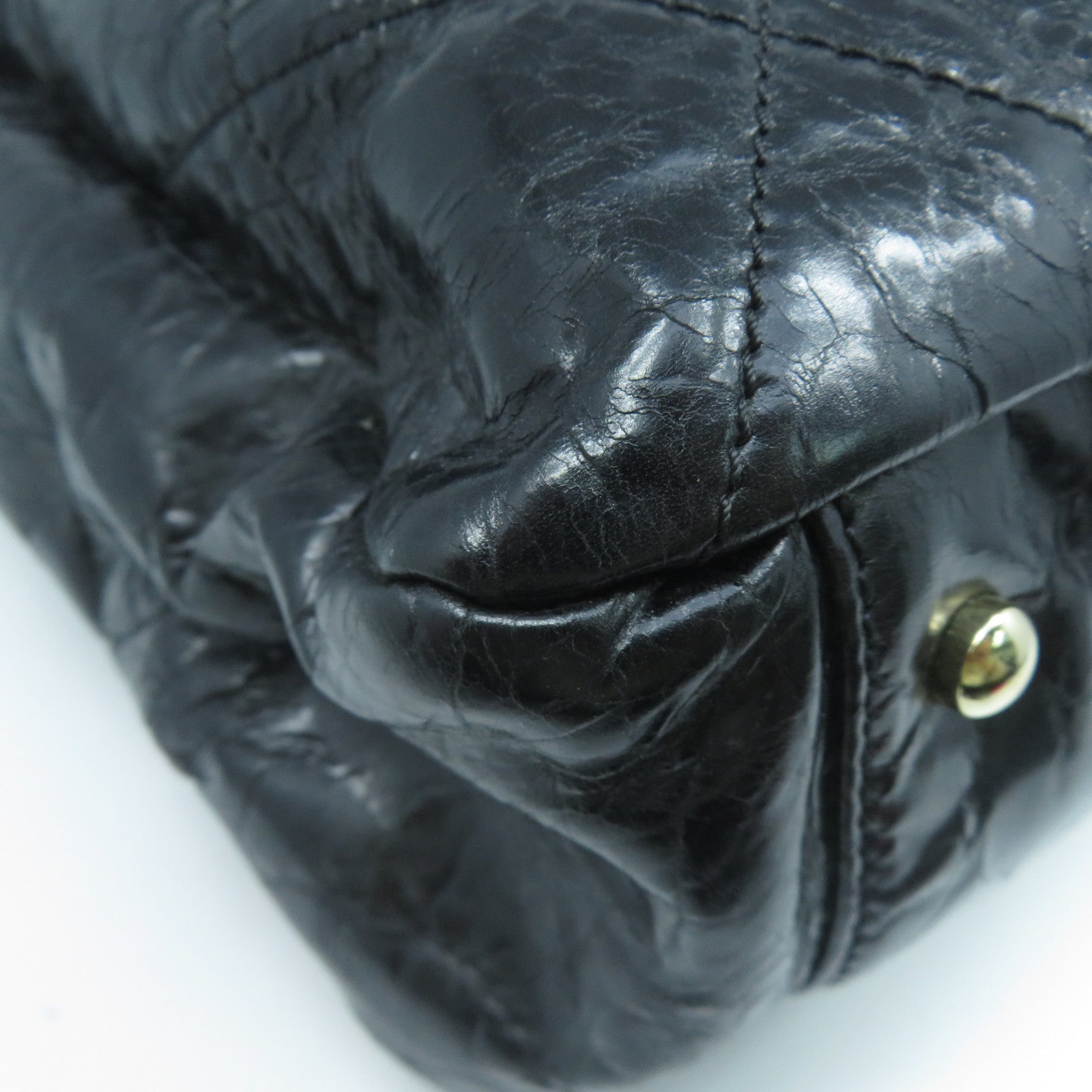 CHANEL 菱格牛皮皮革Chain Shoulder Bag金扣手挽肩背兩用袋黑色