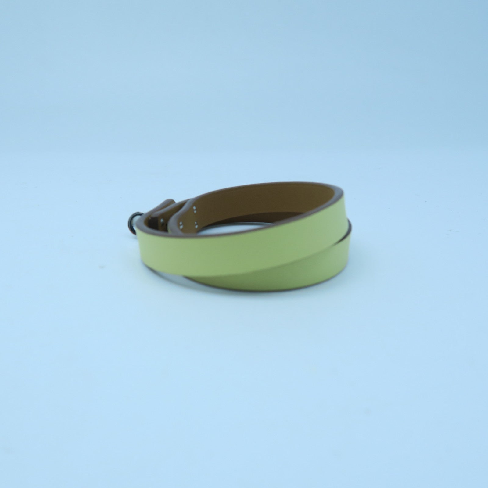 HERMES Swift Leather Mini Kelly Double Tour Bracelet Silver Buckle Bracelet Limoncello Yellow