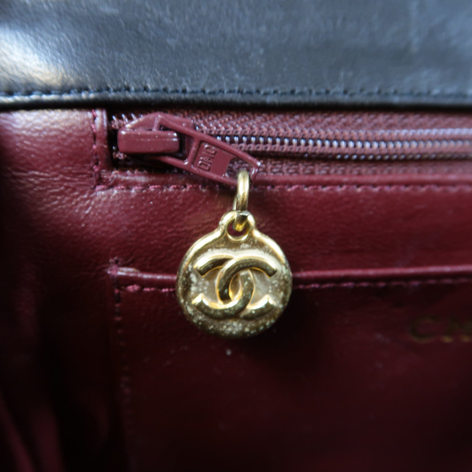 CHANEL 菱格牛皮皮革Chain Shoulder Bag金扣手挽袋黑色