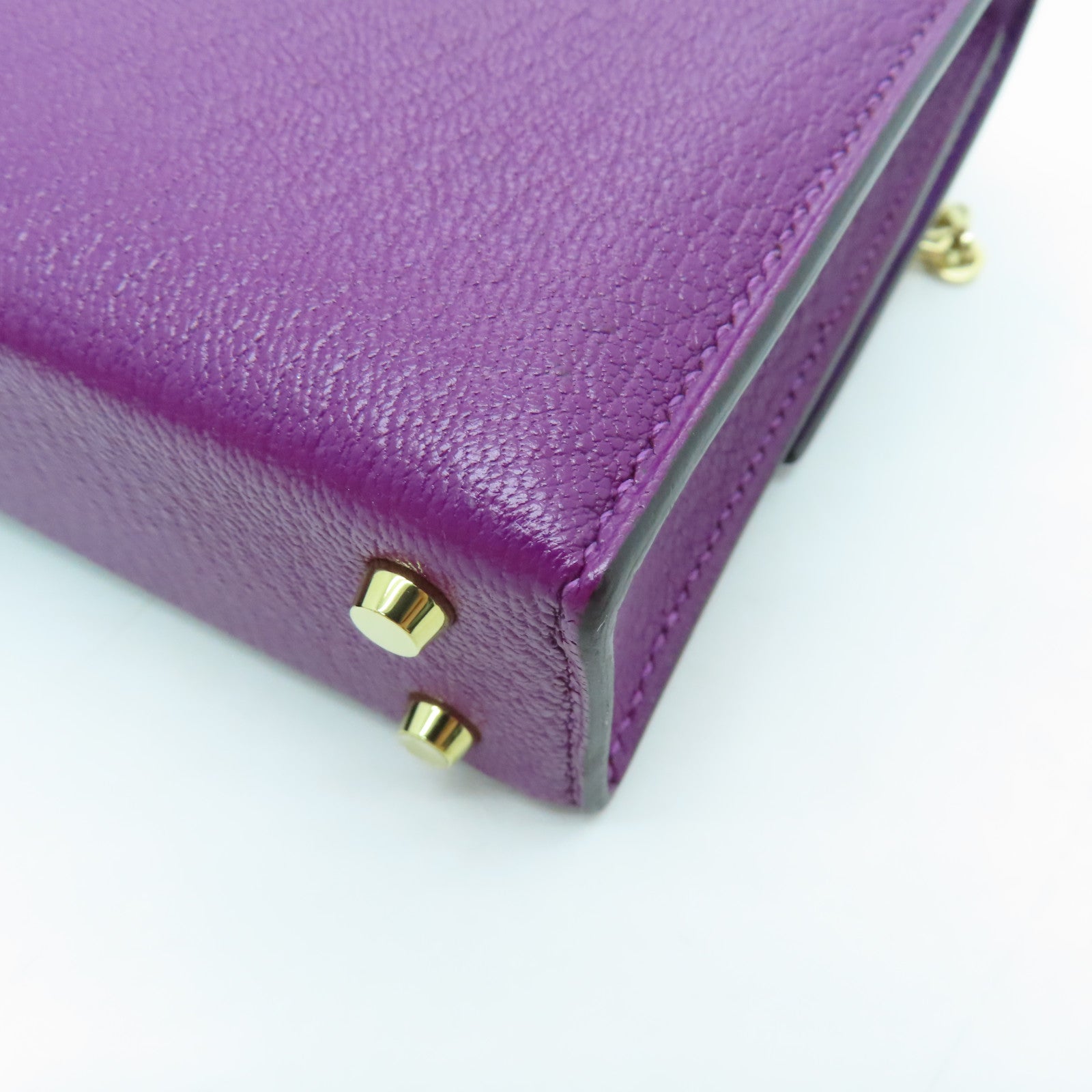 HERMES 【激減優惠】Chevre皮革Mini Verrou金扣鏈帶肩背袋紫色