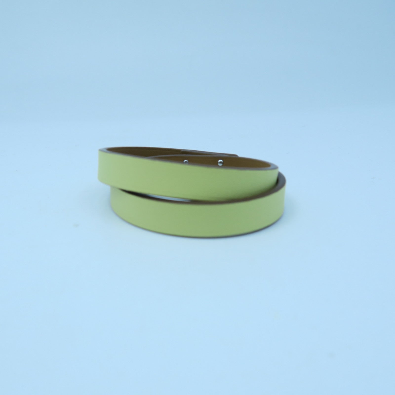 HERMES Swift Leather Mini Kelly Double Tour Bracelet Silver Buckle Bracelet Limoncello Yellow