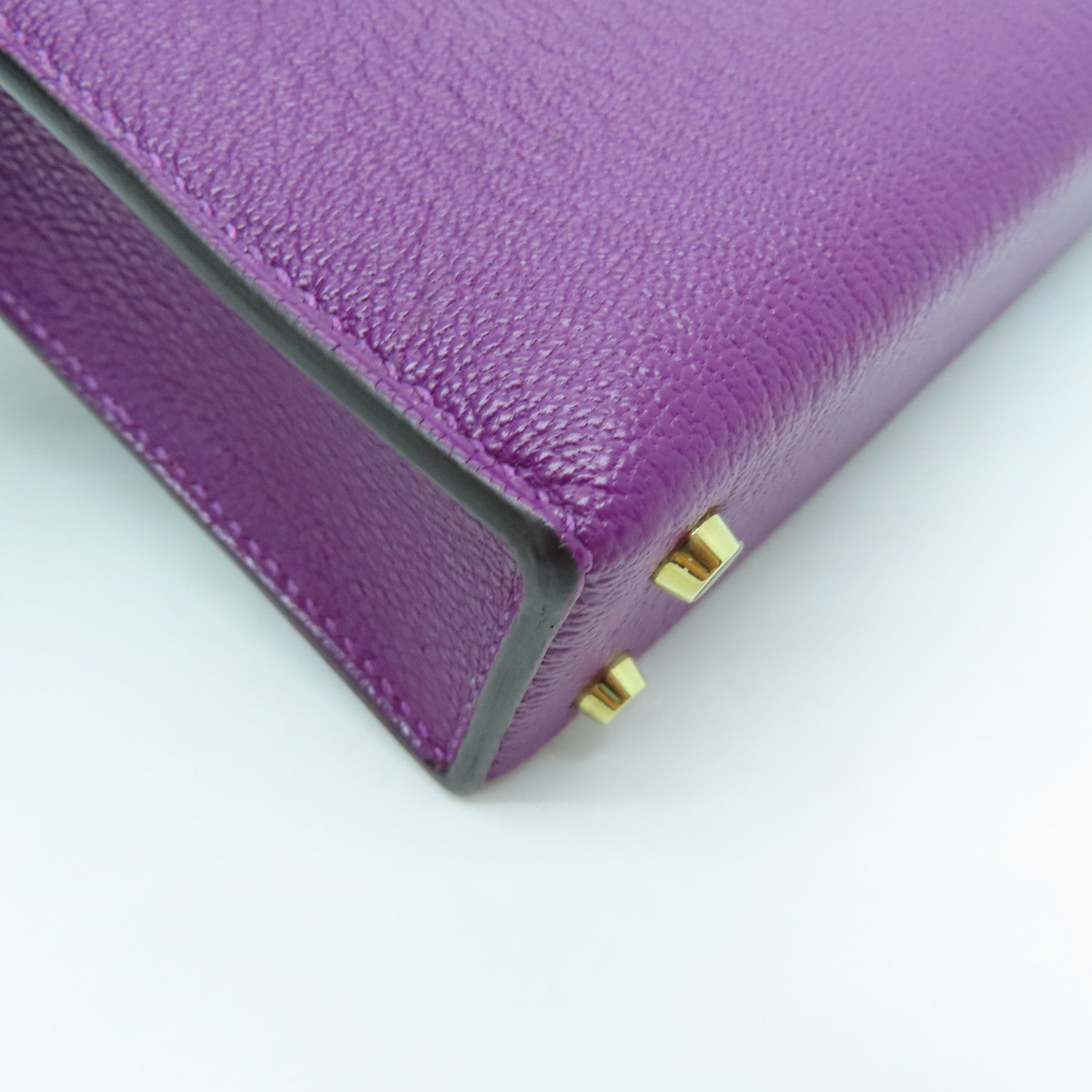 HERMES 【激減優惠】Chevre皮革Mini Verrou金扣鏈帶肩背袋紫色