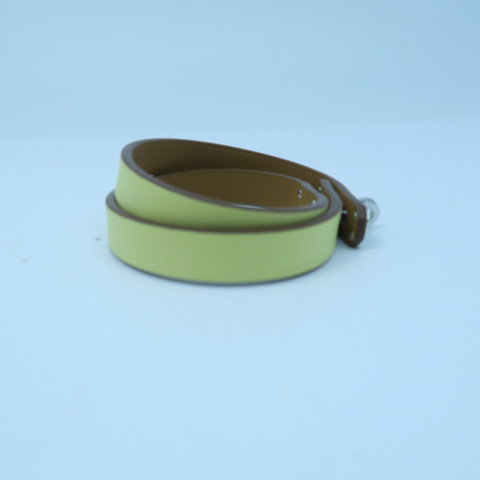 HERMES Swift Leather Mini Kelly Double Tour Bracelet Silver Buckle Bracelet Limoncello Yellow