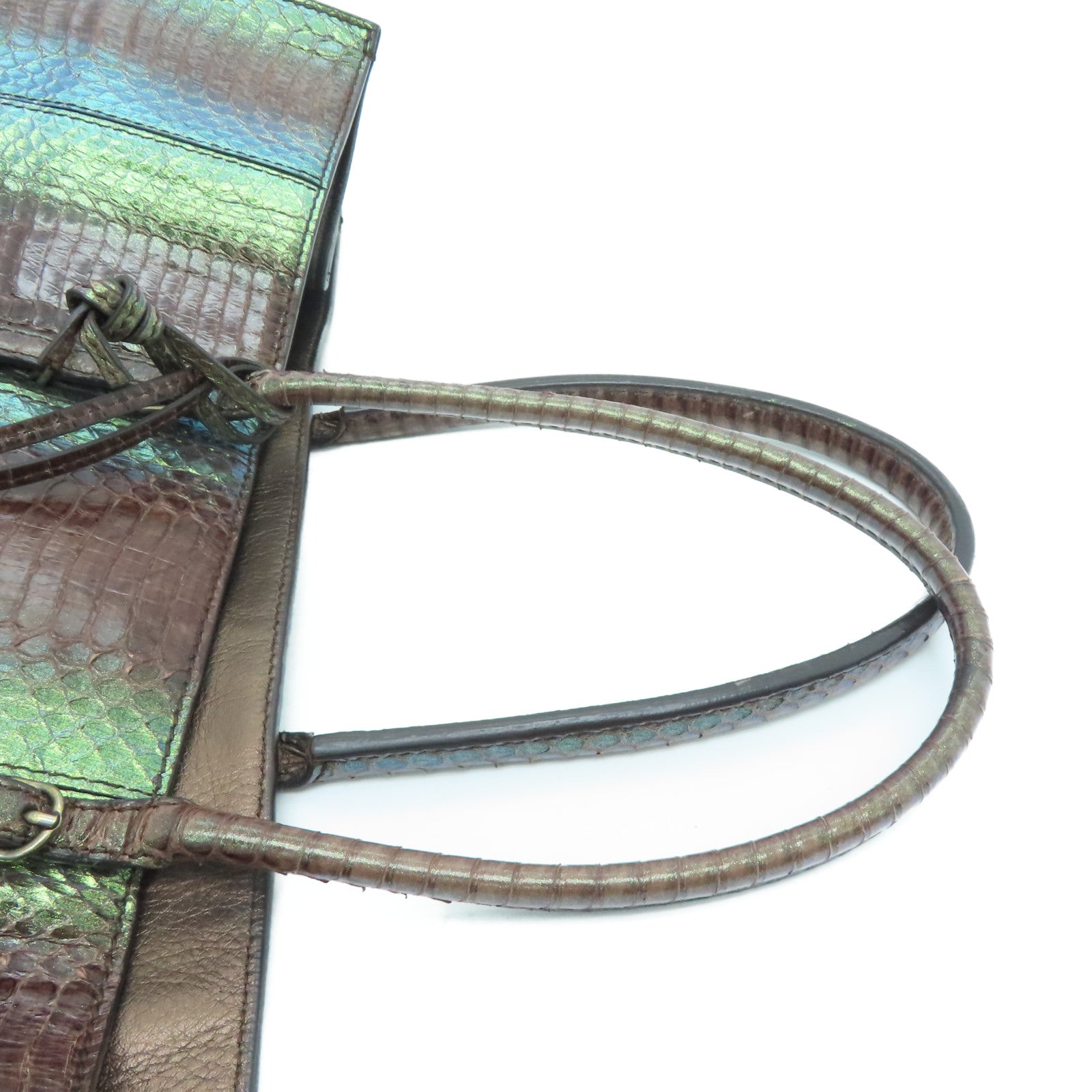BALENCIAGA 【激減優惠】蛇皮皮革Balenciaga Pepier金扣肩背袋啡色