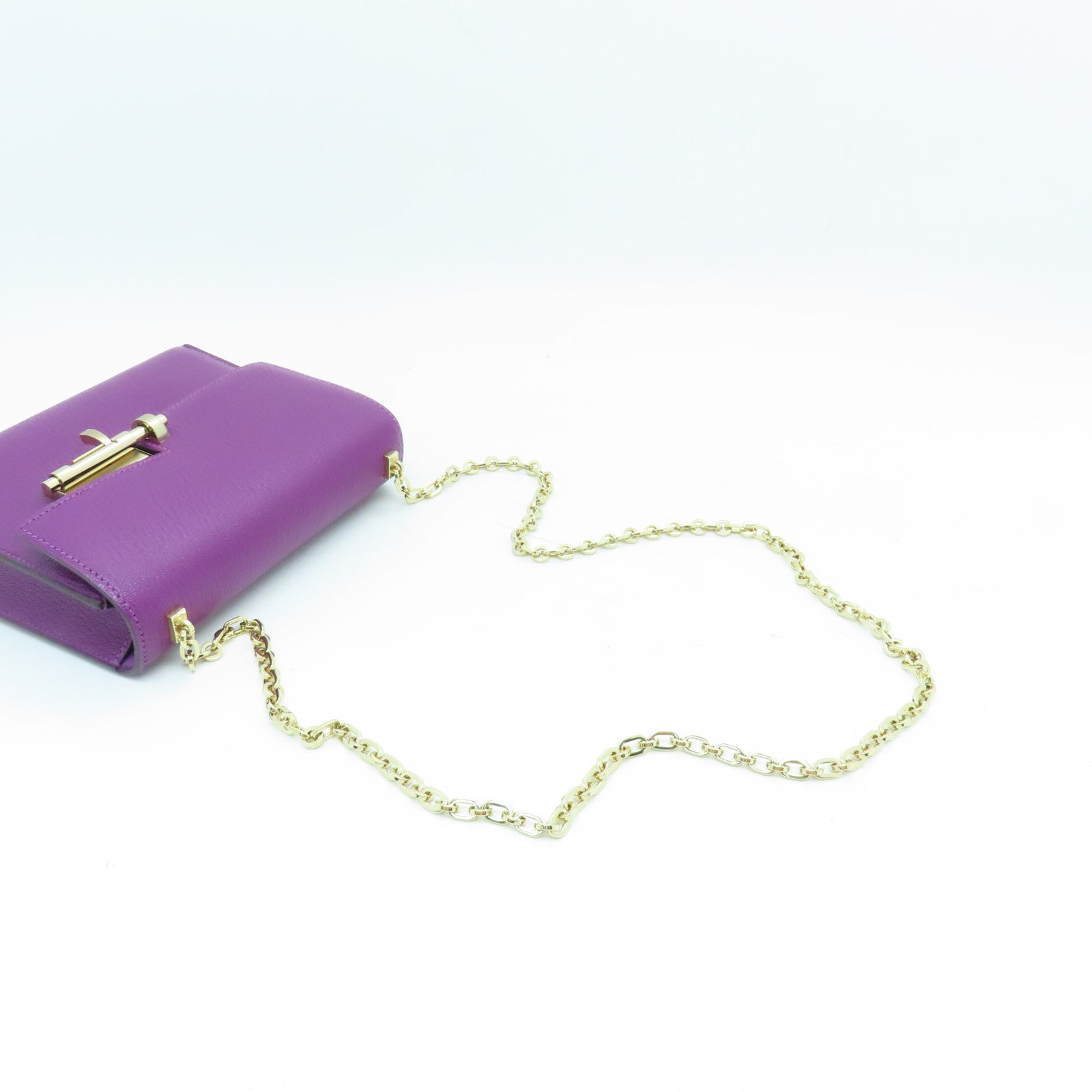 HERMES 【激減優惠】Chevre皮革Mini Verrou金扣鏈帶肩背袋紫色