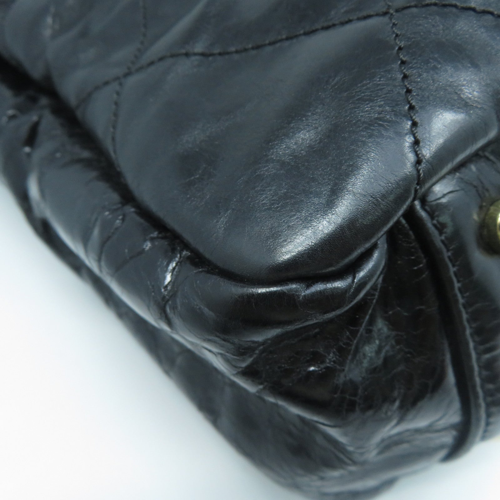 CHANEL 菱格牛皮皮革Chain Shoulder Bag金扣手挽肩背兩用袋黑色
