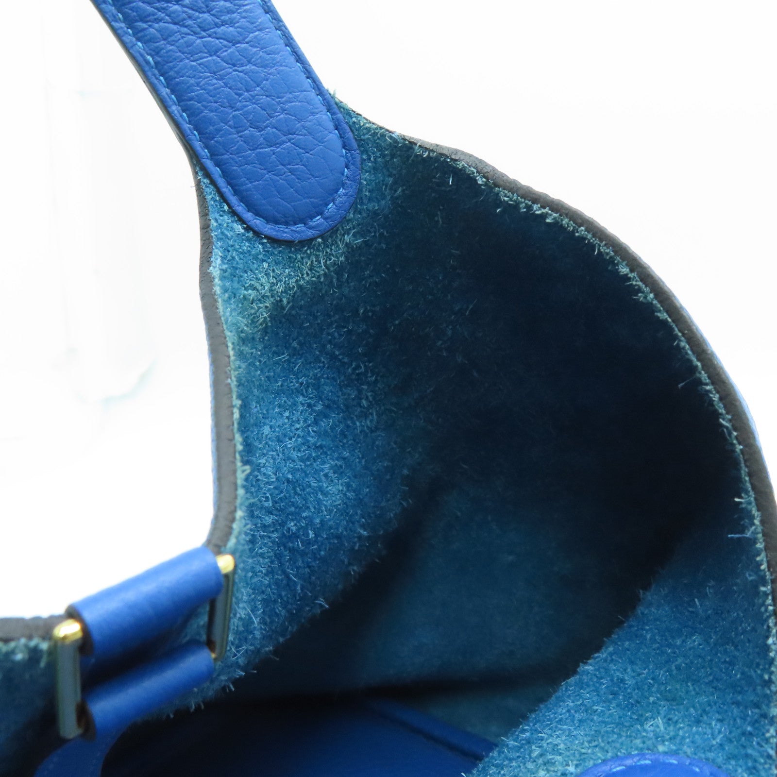 HERMES 【激減優惠】Clemence皮革Picotin MM金扣手挽袋Blue France/藍色