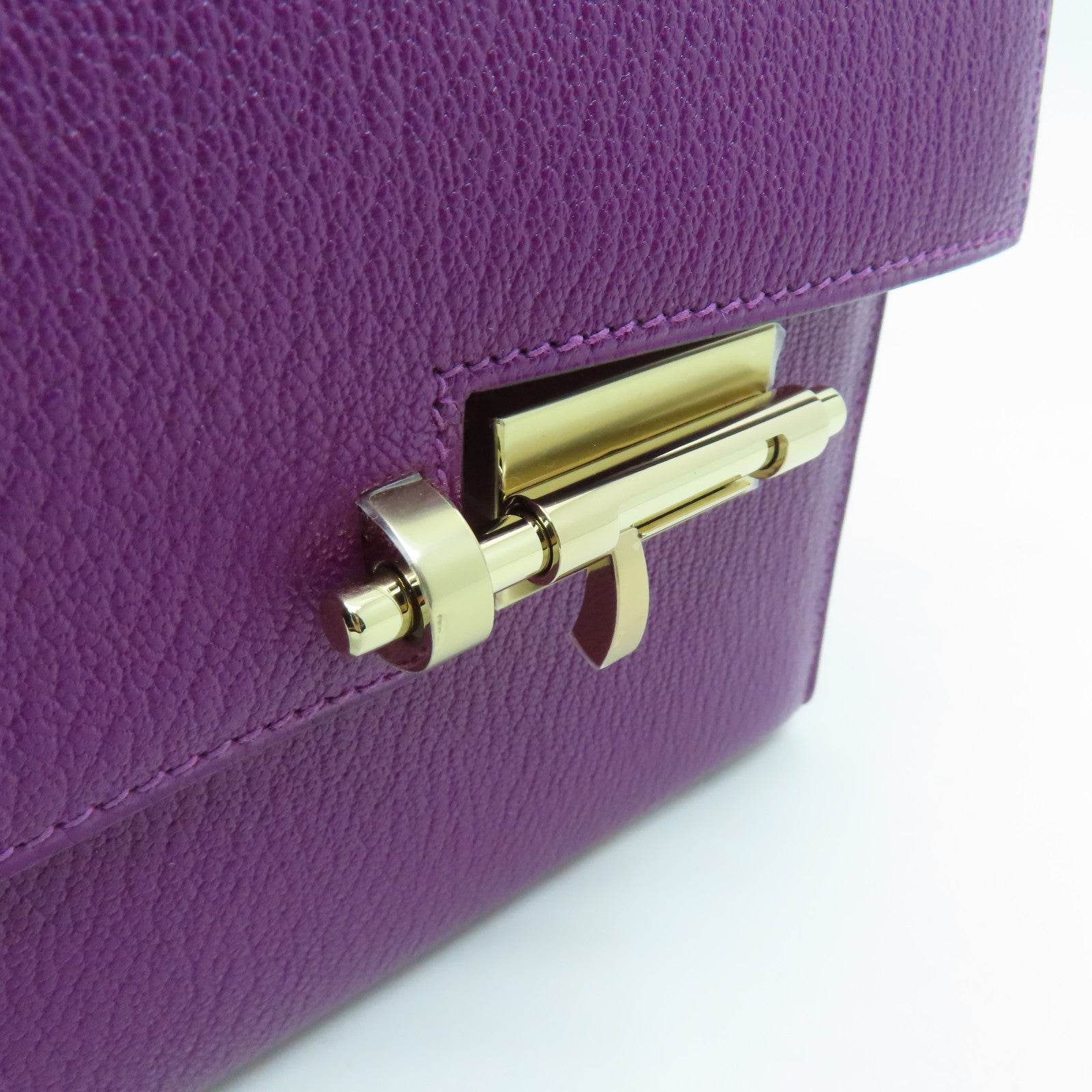 HERMES 【激減優惠】Chevre皮革Mini Verrou金扣鏈帶肩背袋紫色