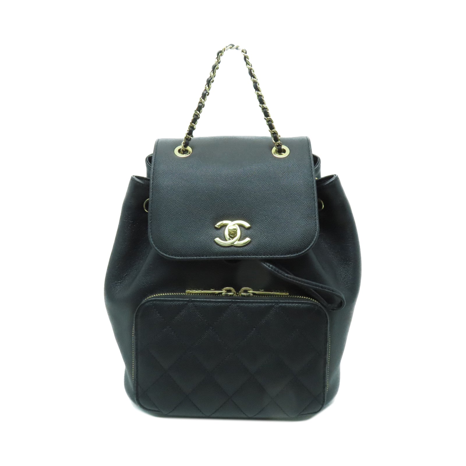 CHANEL Caviar皮革Backpack金扣背包黒色