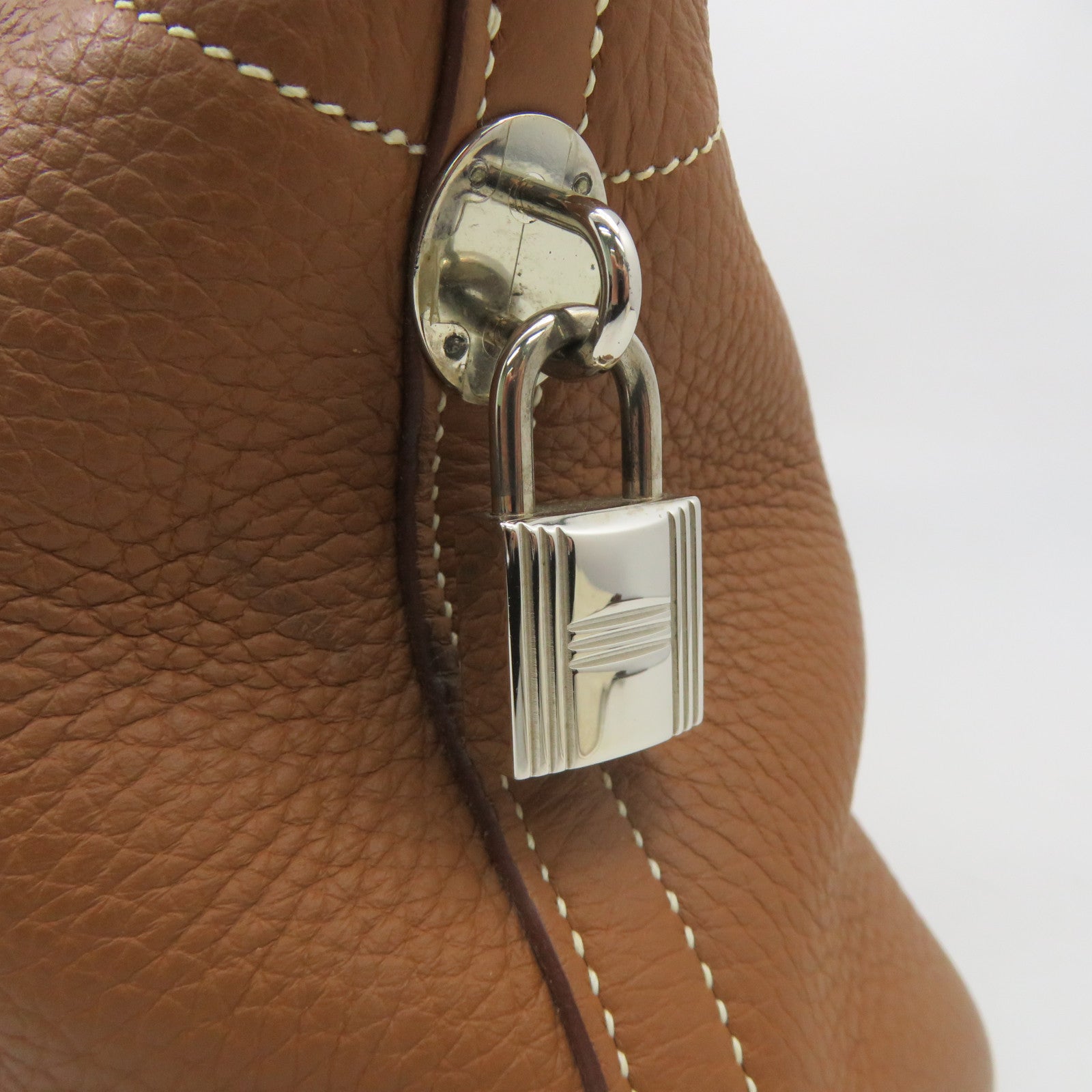 HERMES 【激減優惠】Clemence皮革Bolide 31銀扣手挽袋啡色
