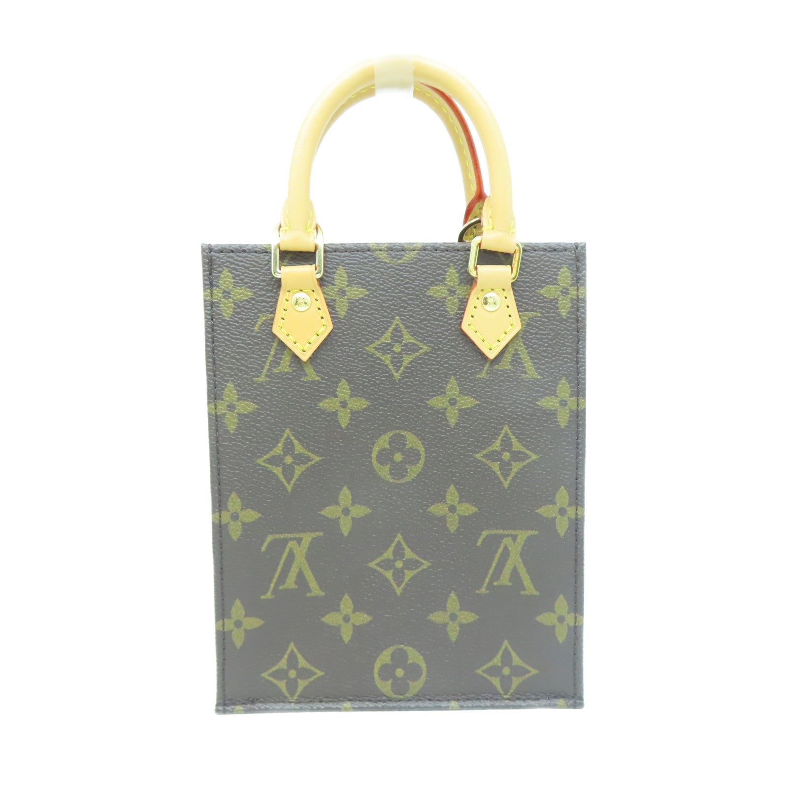 LOUIS VUITTON Monogram Petit Sac Plat金扣手挽肩背兩用袋啡色