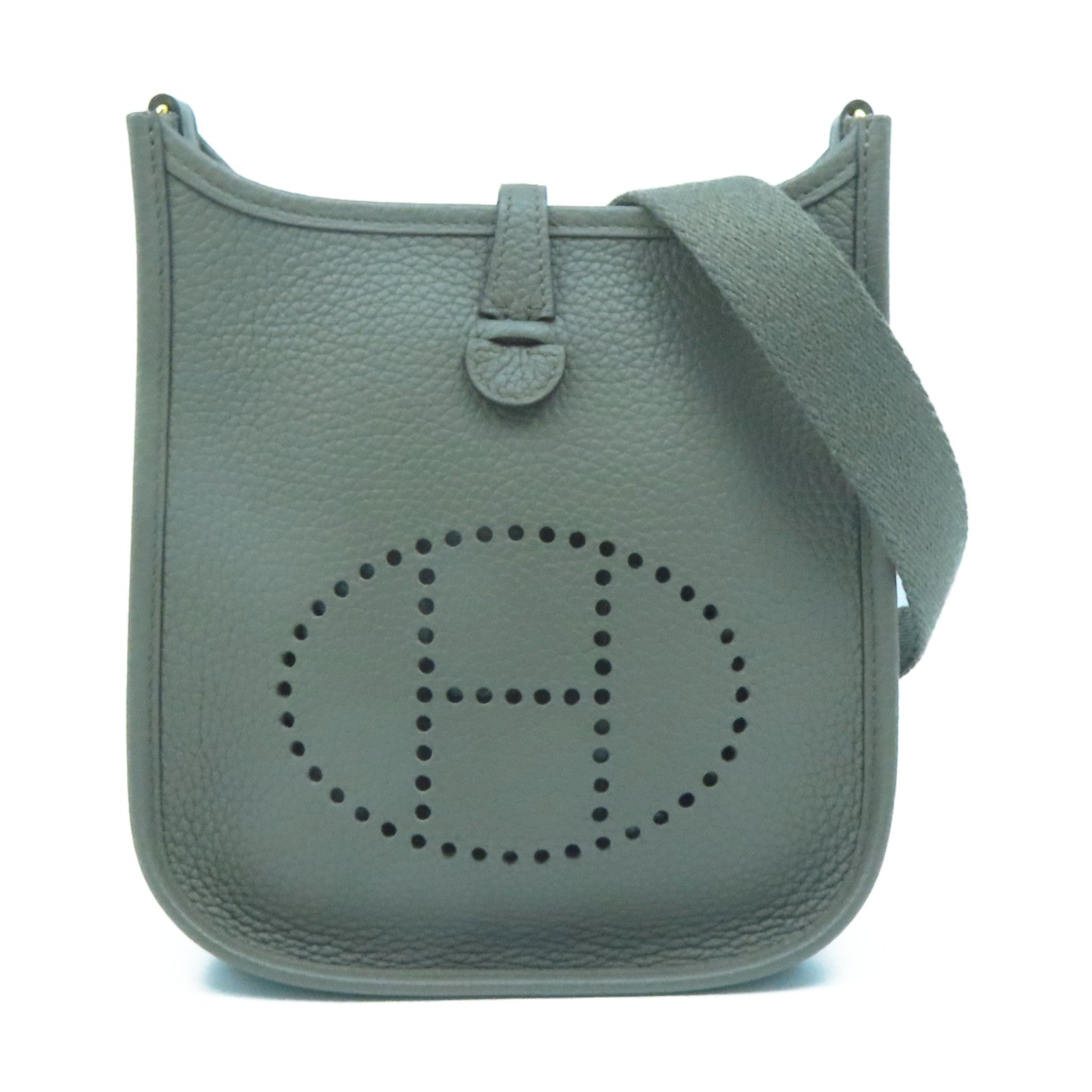 HERMES Clemence皮革Evelyne TPM金扣肩背袋灰色