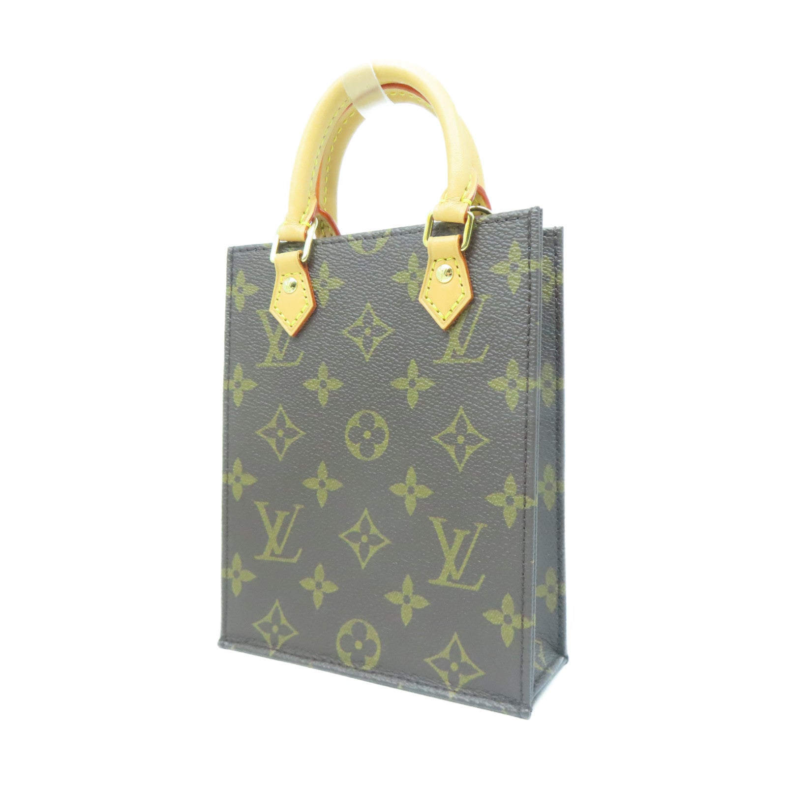 LOUIS VUITTON Monogram Petit Sac Plat金扣手挽肩背兩用袋啡色