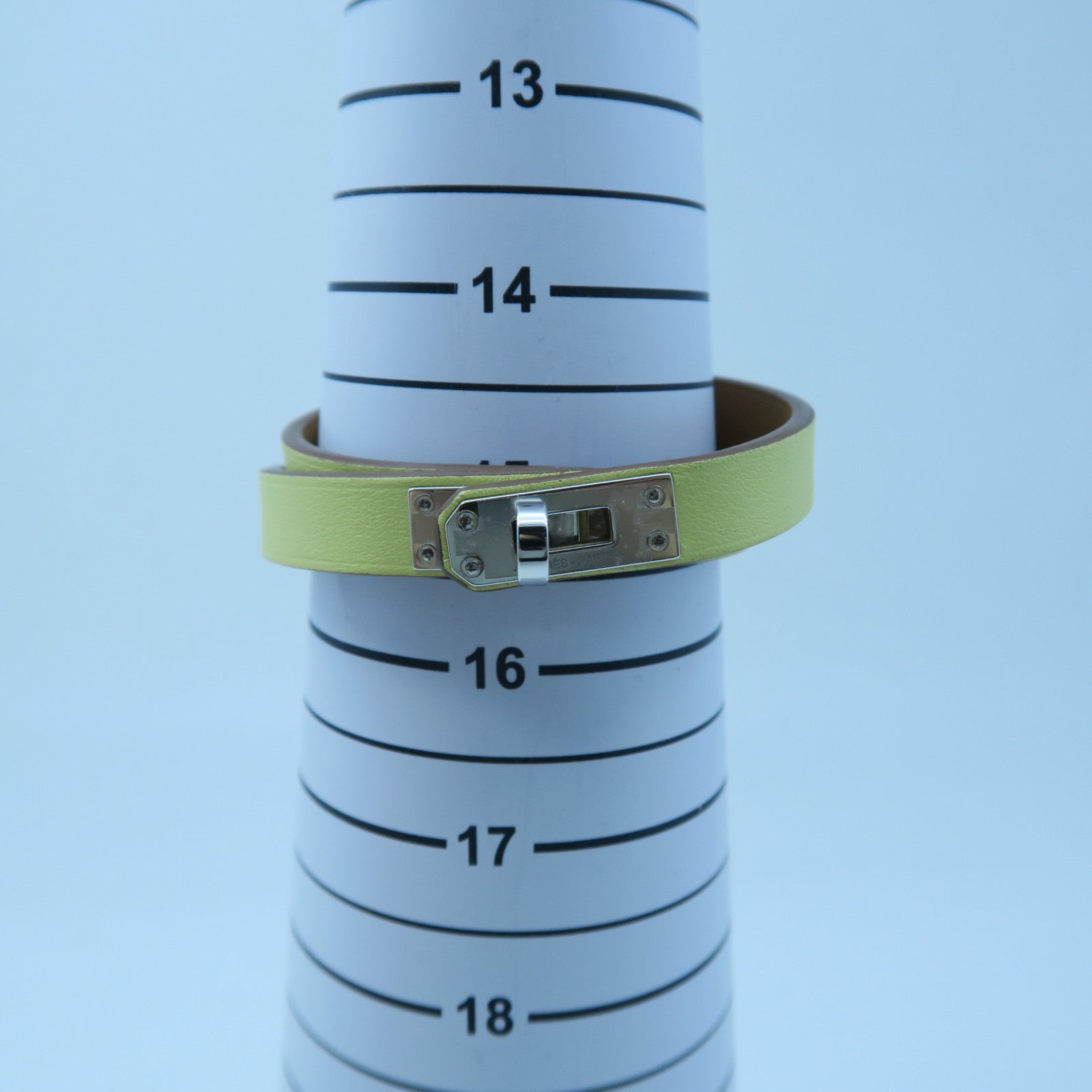 HERMES Swift Leather Mini Kelly Double Tour Bracelet Silver Buckle Bracelet Limoncello Yellow
