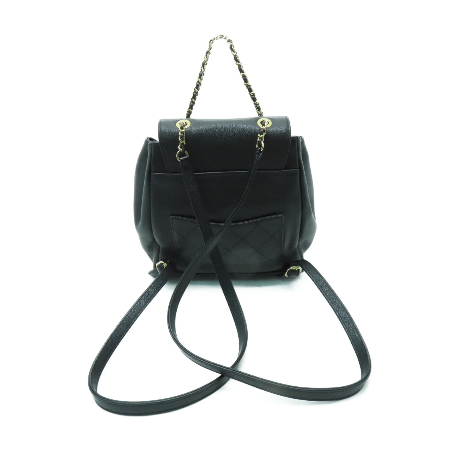CHANEL Caviar皮革Backpack金扣背包黒色