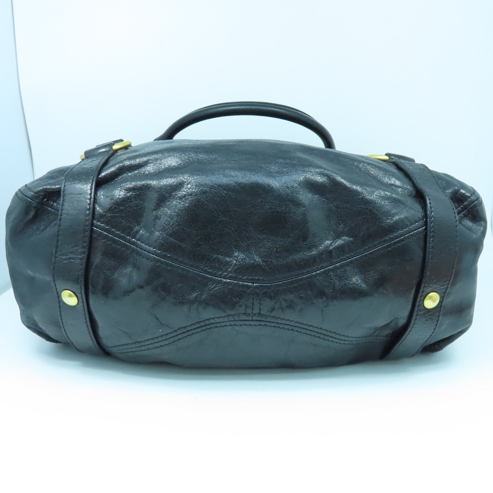 Miu Miu Sheepskin Leather Shoulder Bag Gold Buckle Black