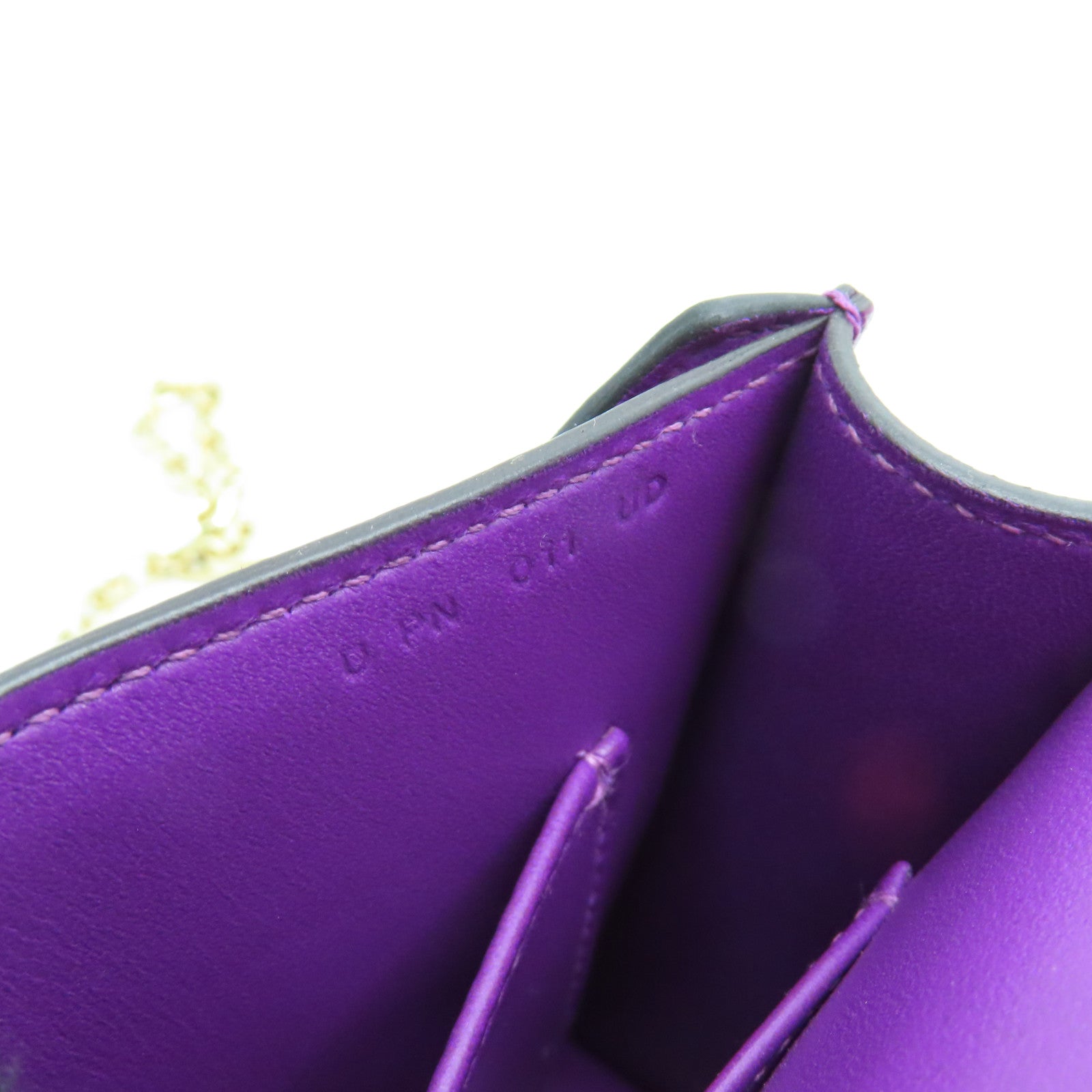 HERMES 【激減優惠】Chevre皮革Mini Verrou金扣鏈帶肩背袋紫色