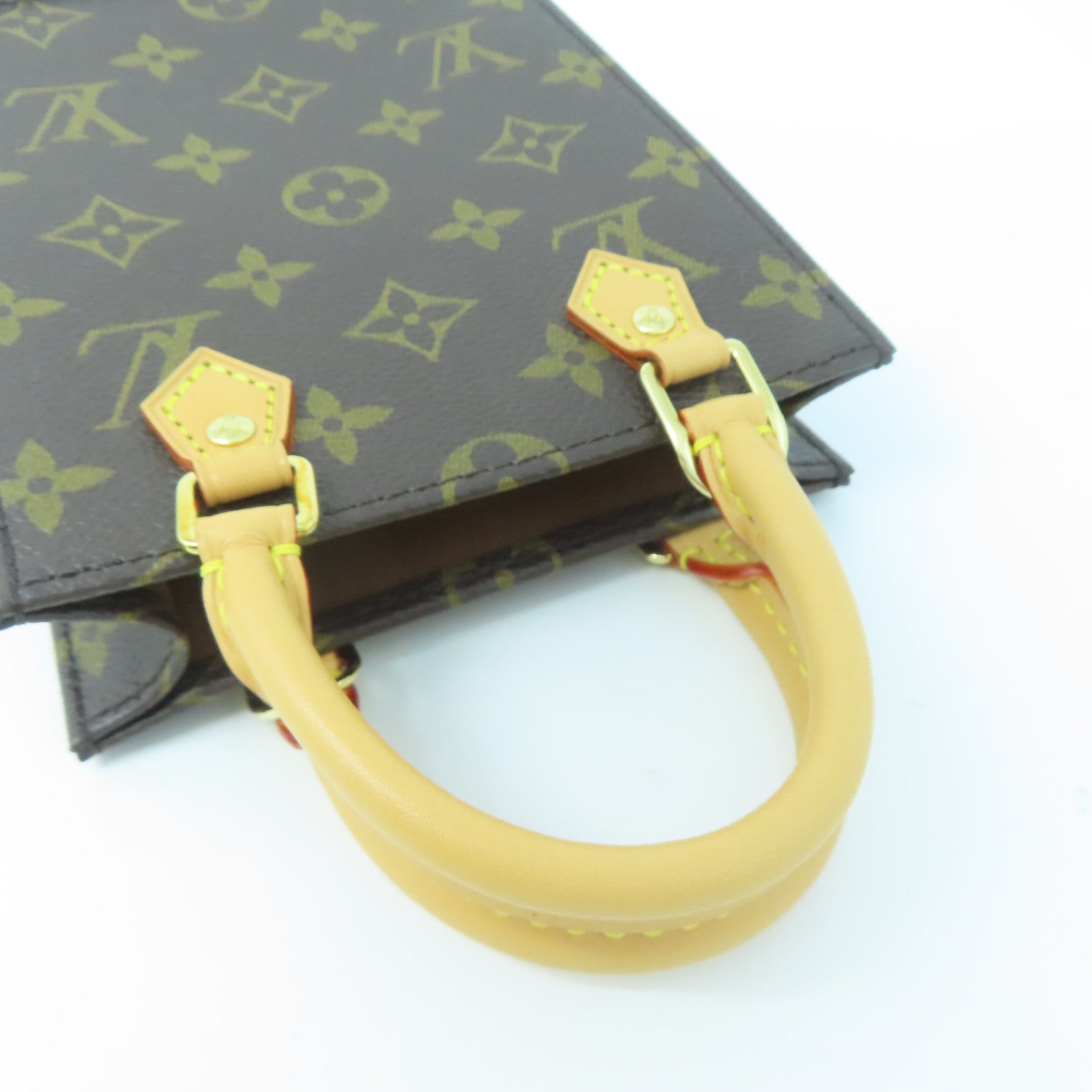 LOUIS VUITTON Monogram Petit Sac Plat金扣手挽肩背兩用袋啡色