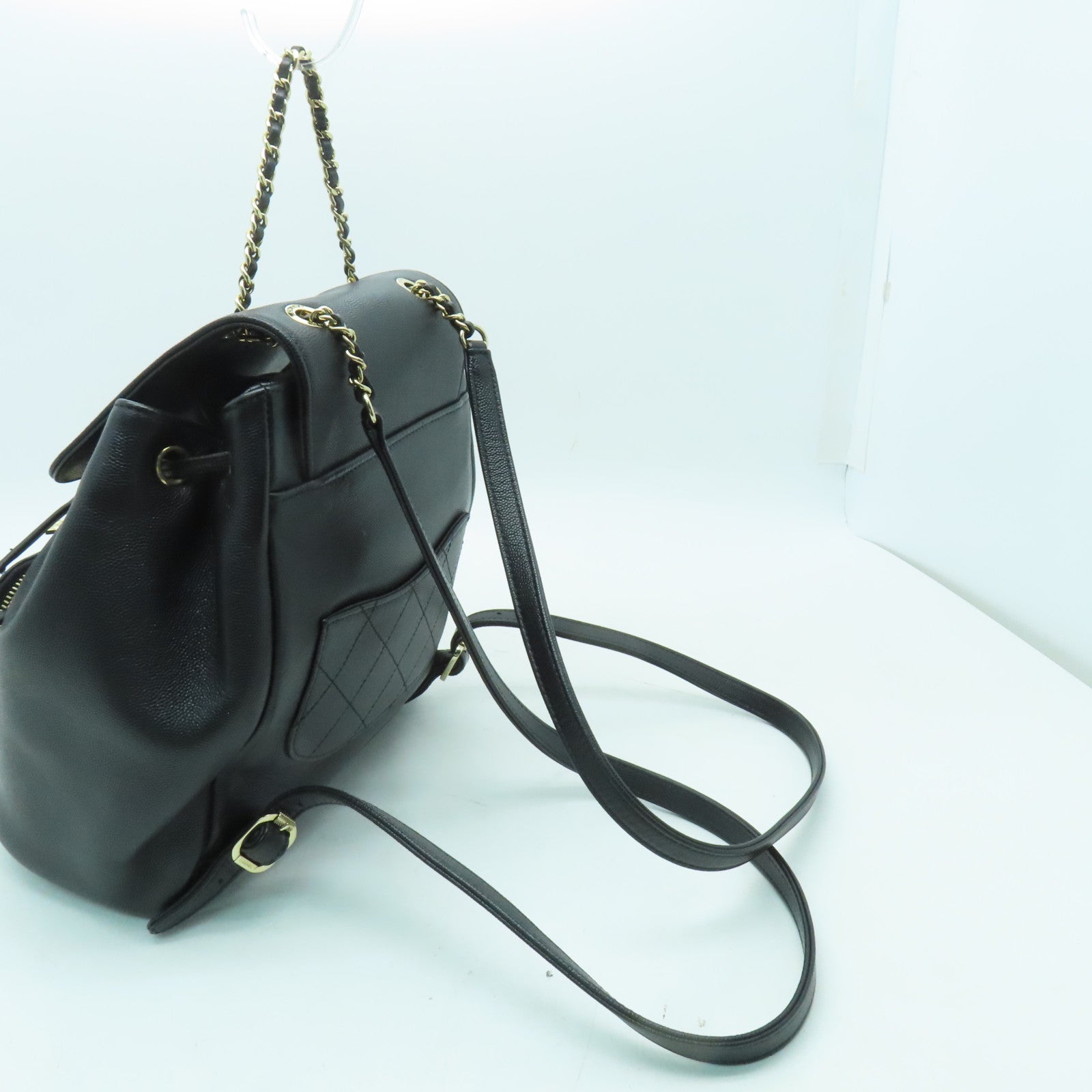 CHANEL Caviar皮革Backpack金扣背包黒色