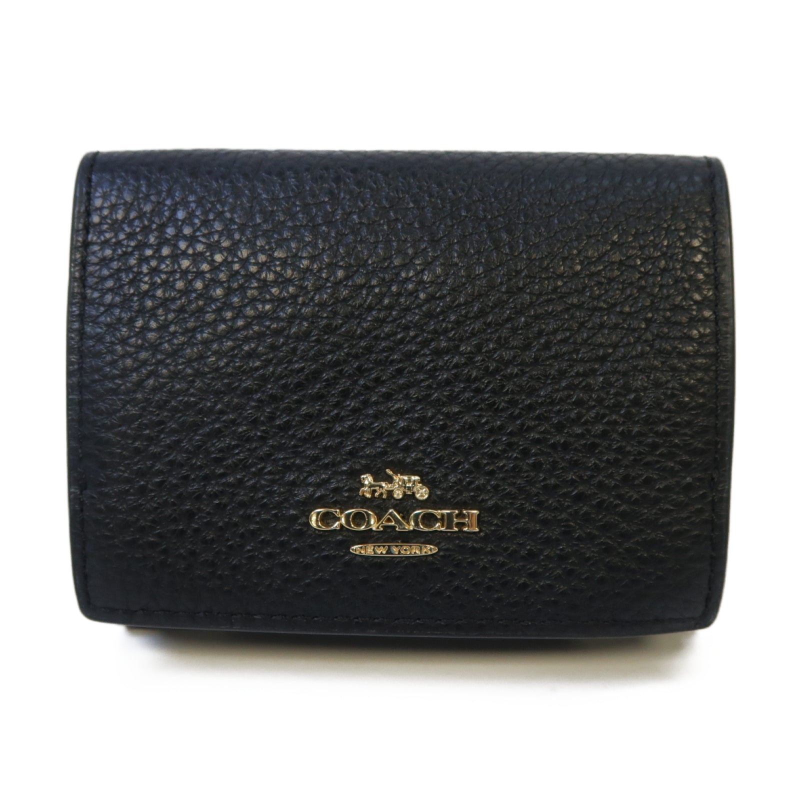 COACH 牛皮皮革Wallet金扣錢包黑色