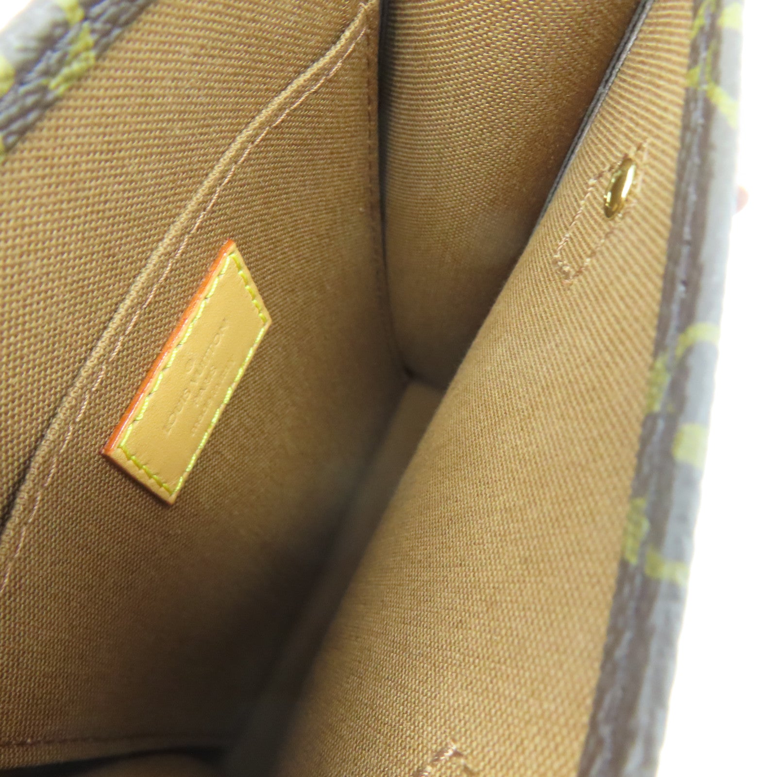 LOUIS VUITTON Monogram Petit Sac Plat金扣手挽肩背兩用袋啡色