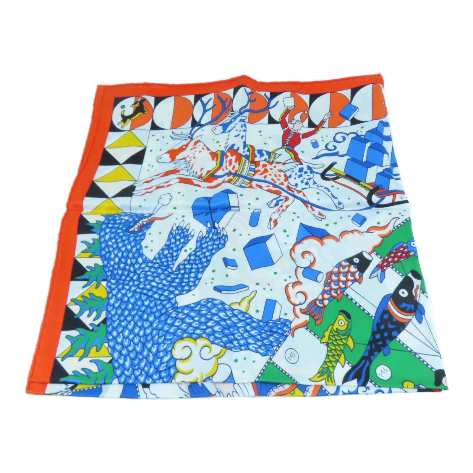 HERMES Silk Scarf 70x70 Scarf Orange Color
