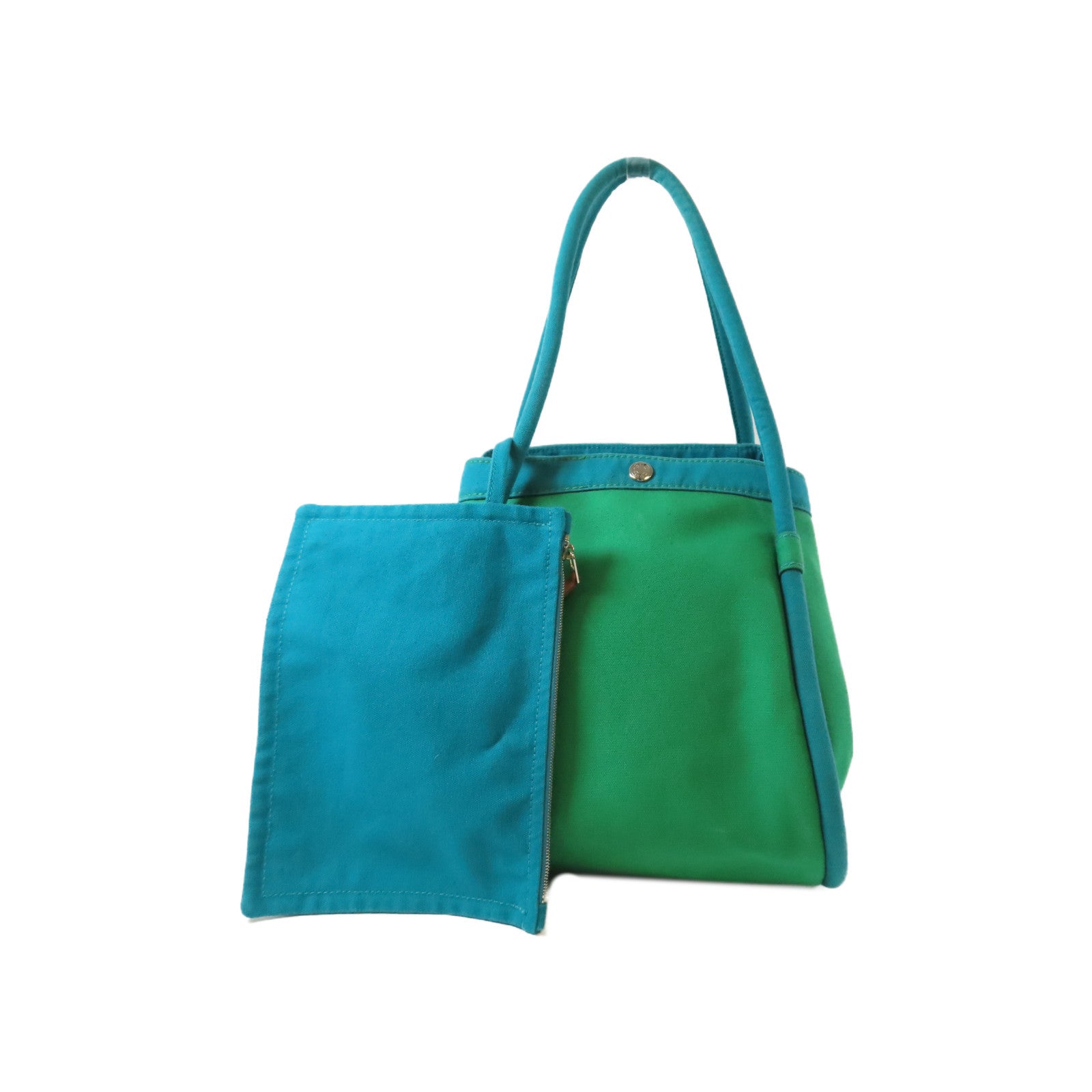 HERMES 帆布Sac Baga銀扣肩背袋綠色