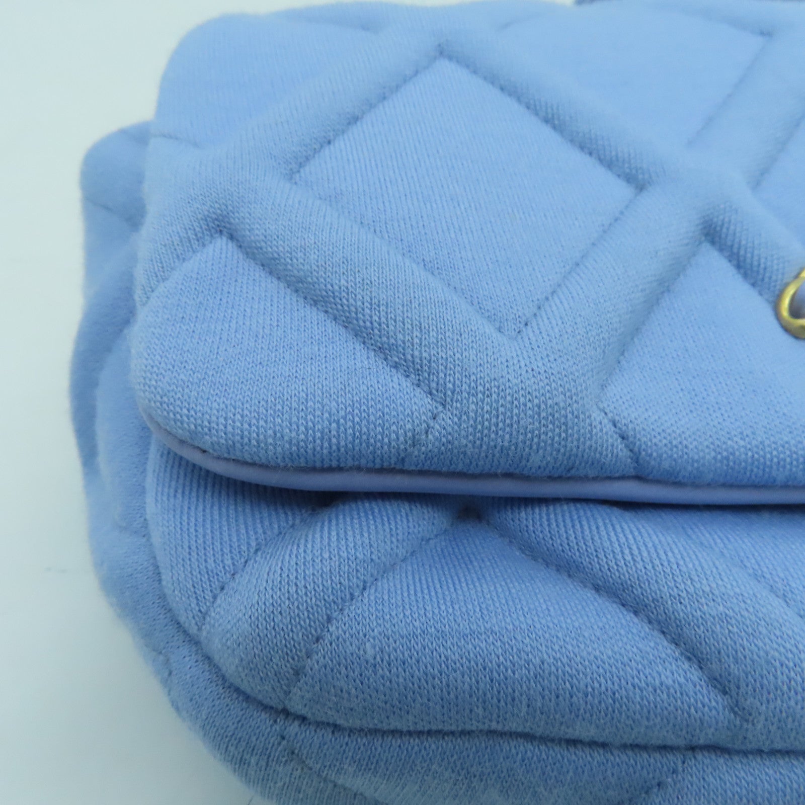 CHANEL rhombic fabric Waist Bag gold buckle purse blue