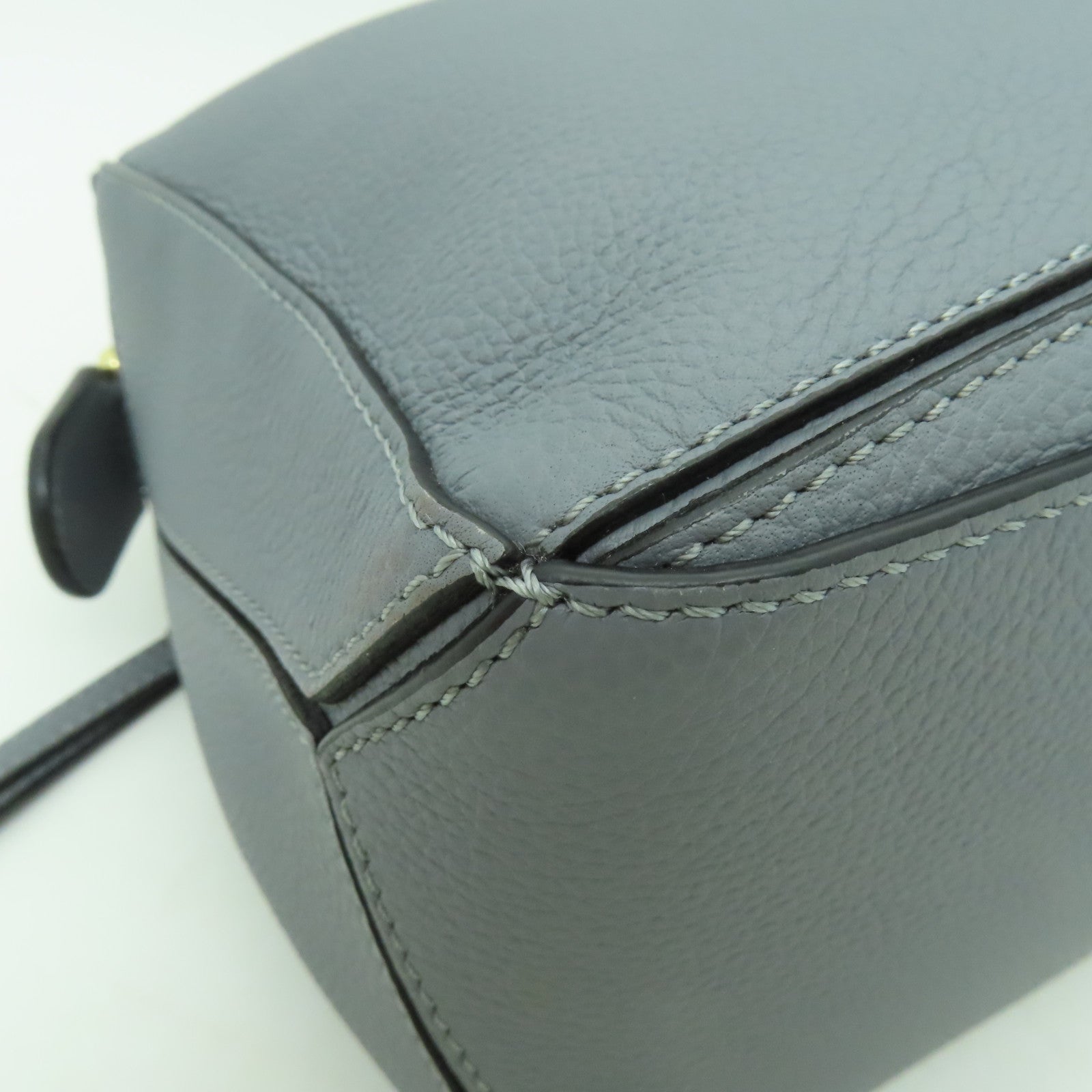 LOEWE 牛皮皮革Puzzle Small Bag金扣手挽肩背兩用袋灰色