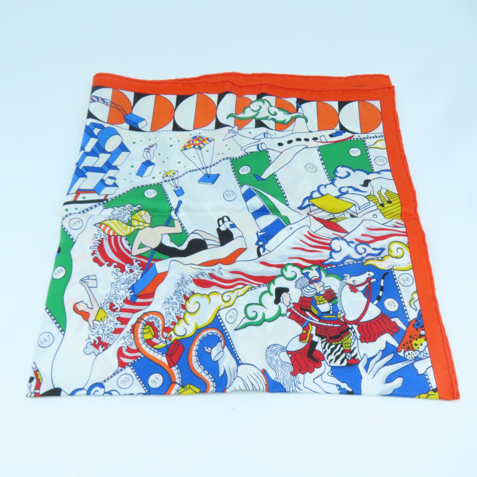 HERMES Silk Scarf 70x70 Scarf Orange Color